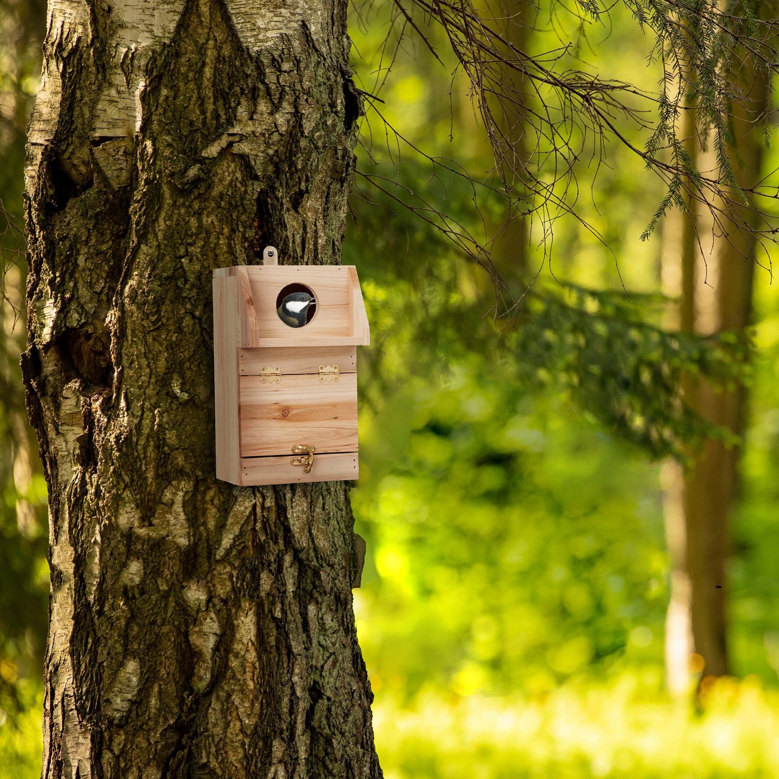 Reinigungsklappe Nistkasten mit Vogelhaus relaxdays