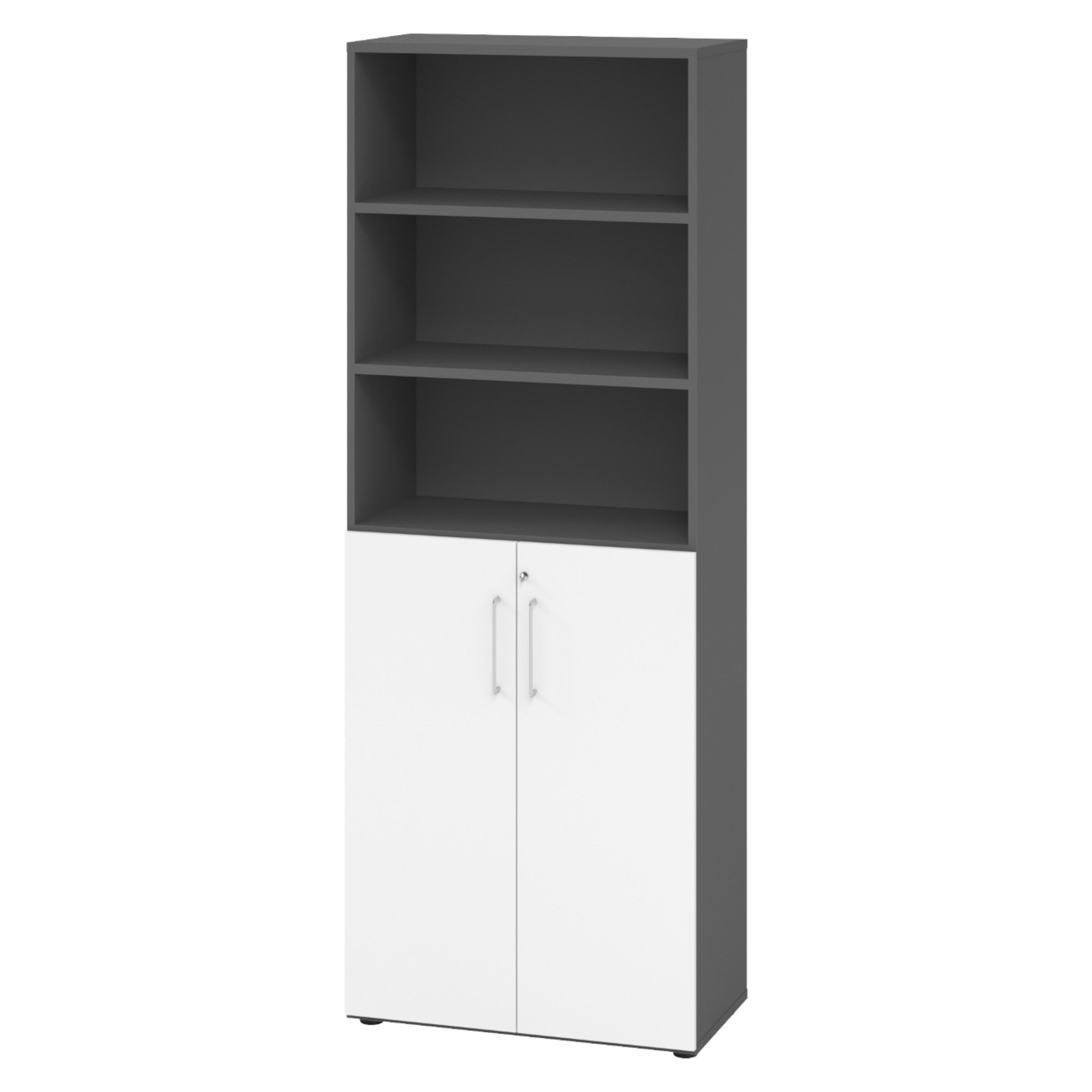bümö Aktenschrank smart Kombischrank - 3 plus 3 Ordnerhöhen Dekor: Graphit/Weiß