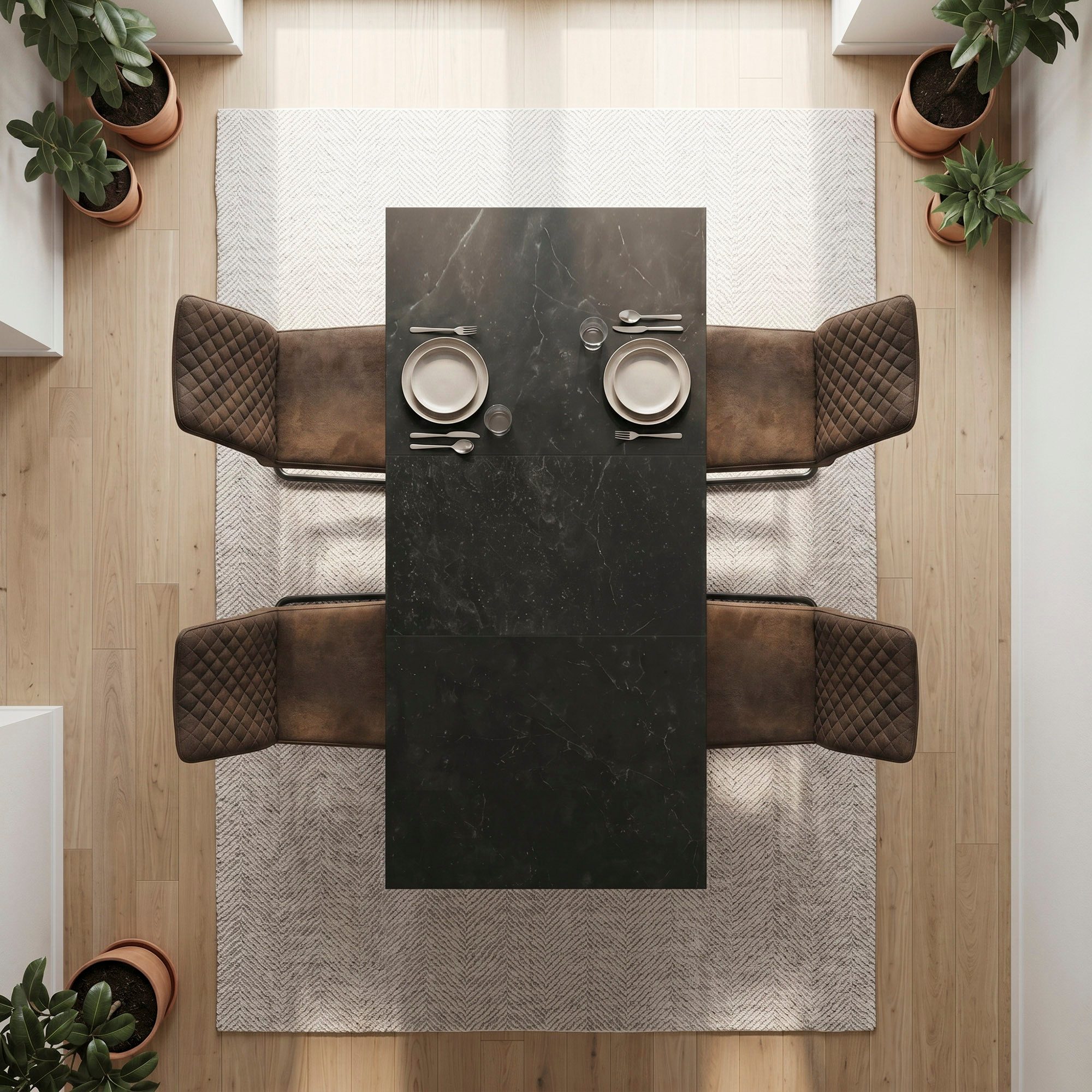 B&D home Essgruppe Essgruppe Vivian & Theo, (Set, 5-tlg., 1 Tisch / 4 Stühle), Esstisch ausziehbar bis 160cm für 4-6 Personen, Stühle in Microfaser