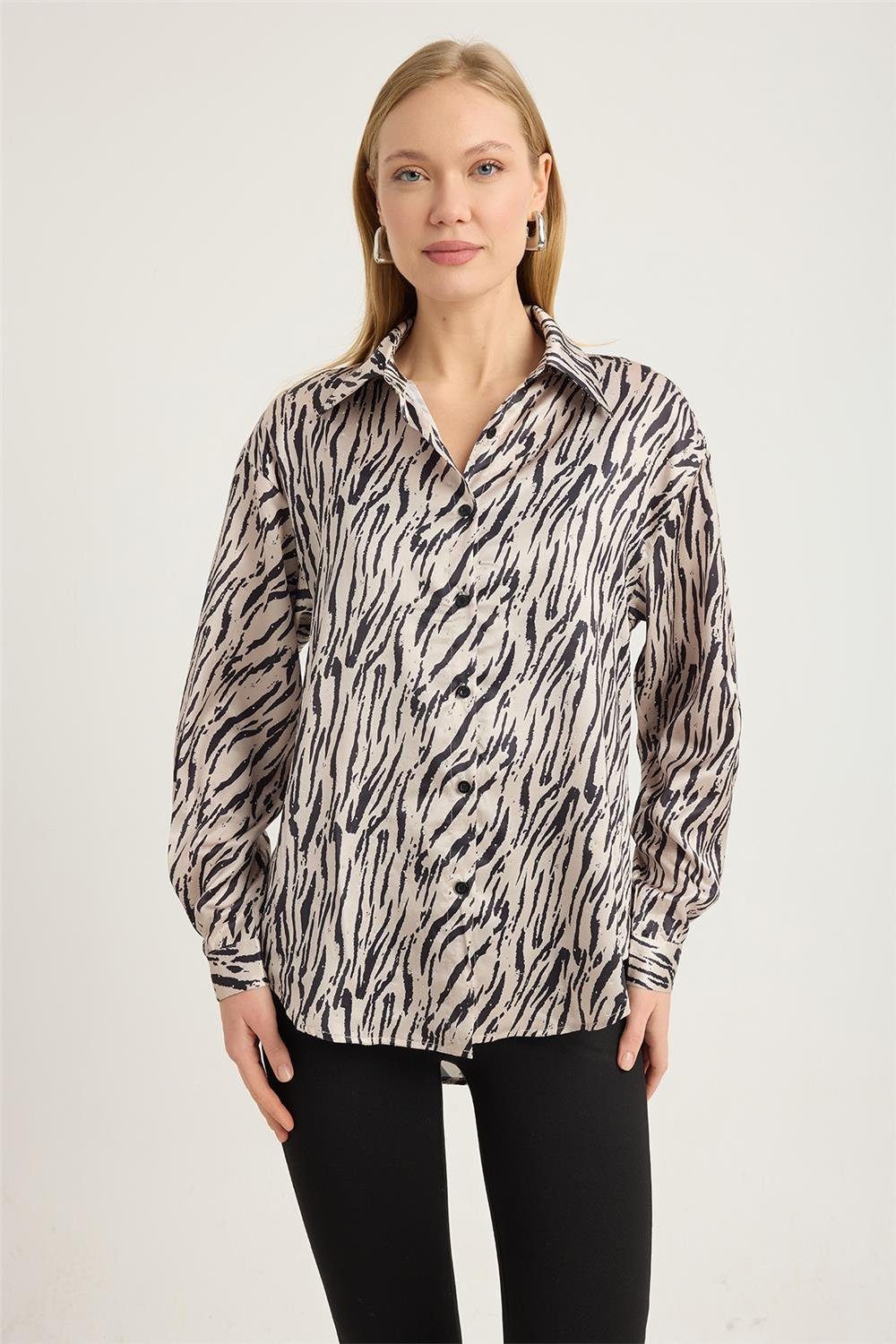 HomeStore Businesshemd Zebra-Streifenhemd