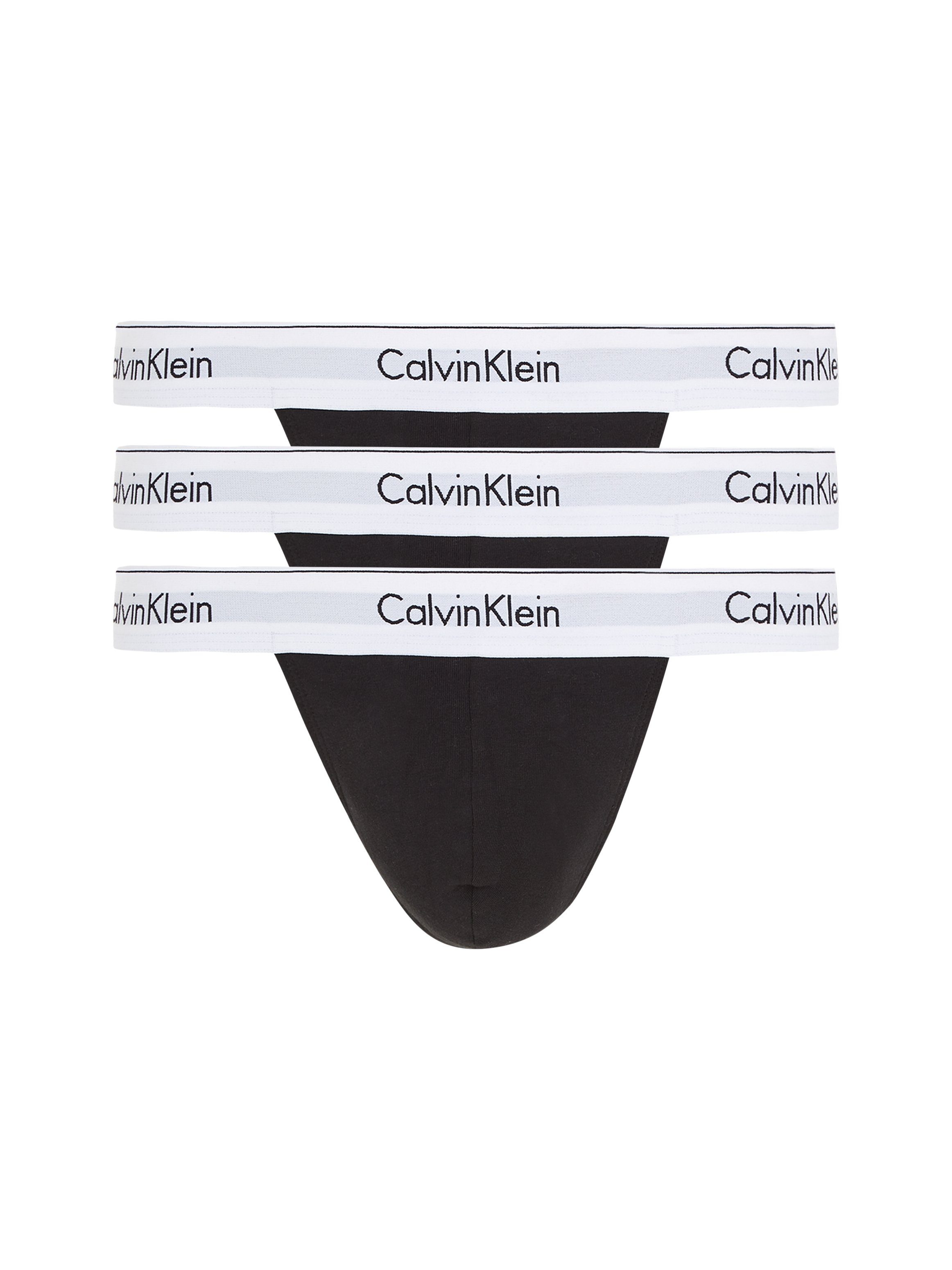 Underwear (Packung, 3er-Pack) -Elastikbund T-String 3PK Calvin Klein THONG mit Logo