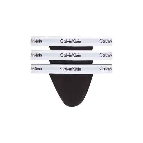 Calvin Klein Underwear T-String THONG 3PK (Packung, 3-St., 3er-Pack) mit Logo-Elastikbund