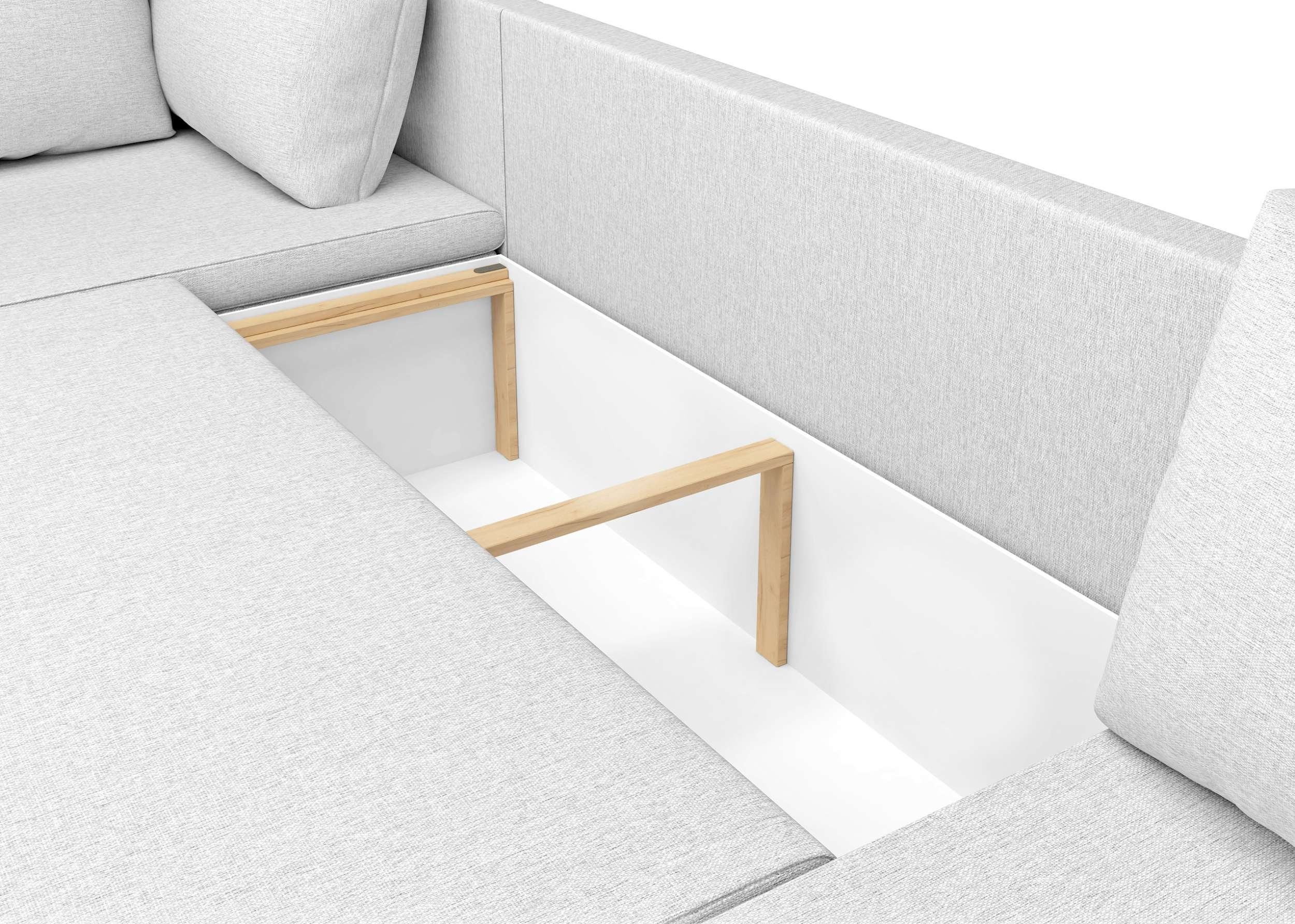 Stylefy Wohnlandschaft Nessi, Sofa, rechts oder stellbar, Wellenfederung frei mit Bettfunktion im Modern Bettkasten, und mane Design, links bestellbar, mit U-Form, Raum