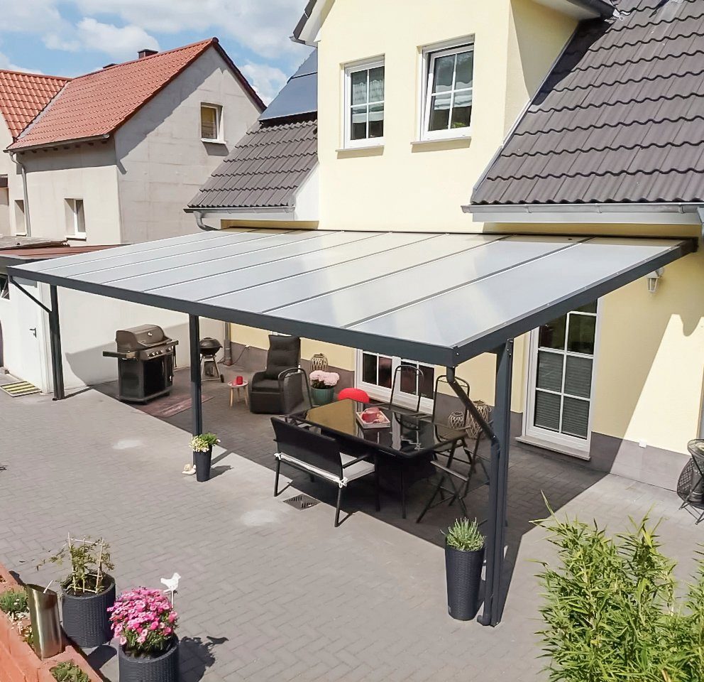 GUTTA Terrassendach Premium, BxT: 812,5x406 cm, Bedachung Doppelstegplatten, BxT: 813x406 cm, Dach Polycarbonat Opal