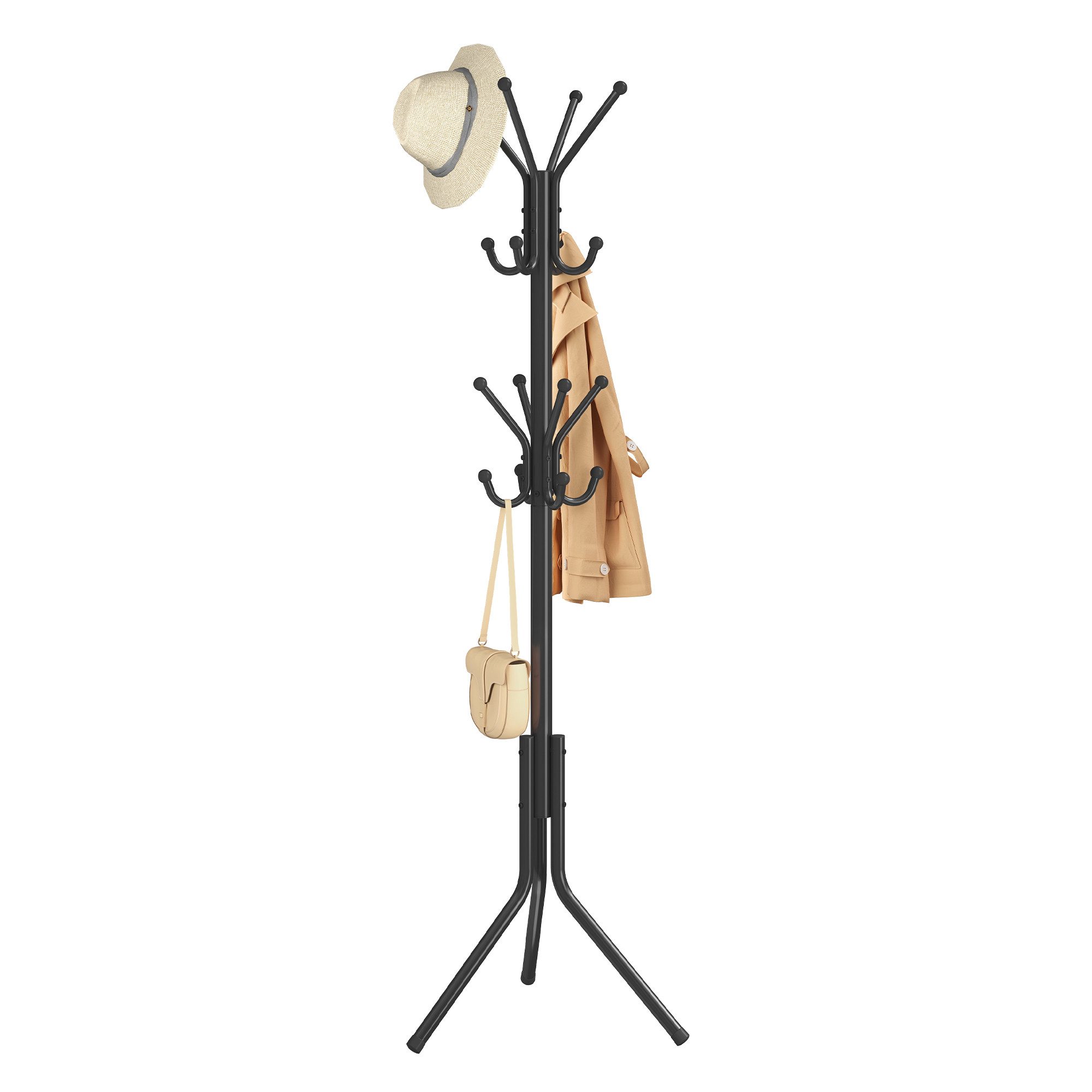 VASAGLE Garderobenständer Kleiderständer, Kleiderständer mit Haken, für Wohnzimmer, Flur, Schlafzimmer, Metall