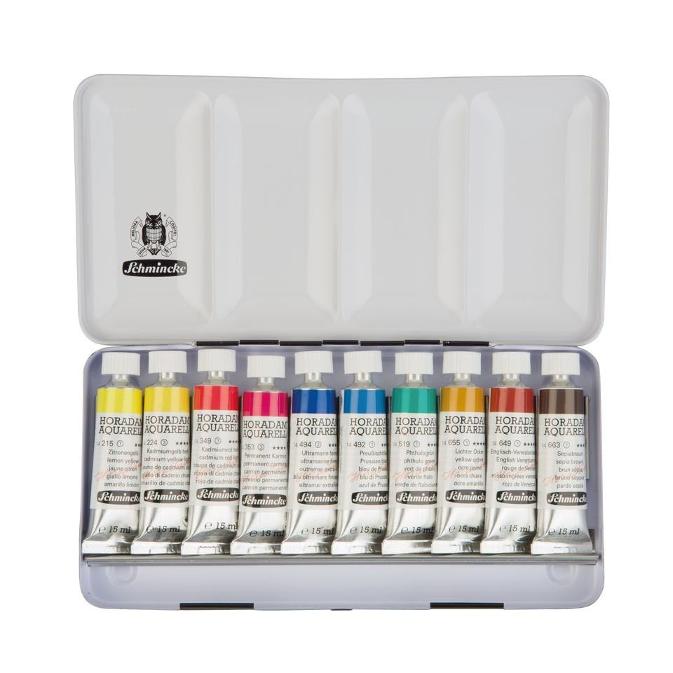 Schmincke Farbkasten Horadam Aquarell Metallkasten, 10x15ml Tuben, 74510