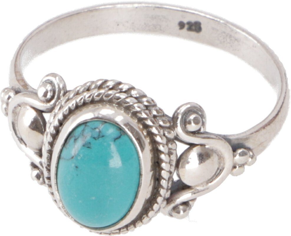 Edelsteinring filigraner Boho Guru-Shop mm)-Türkis mit.. Silberring (15,3 48 Silberring,