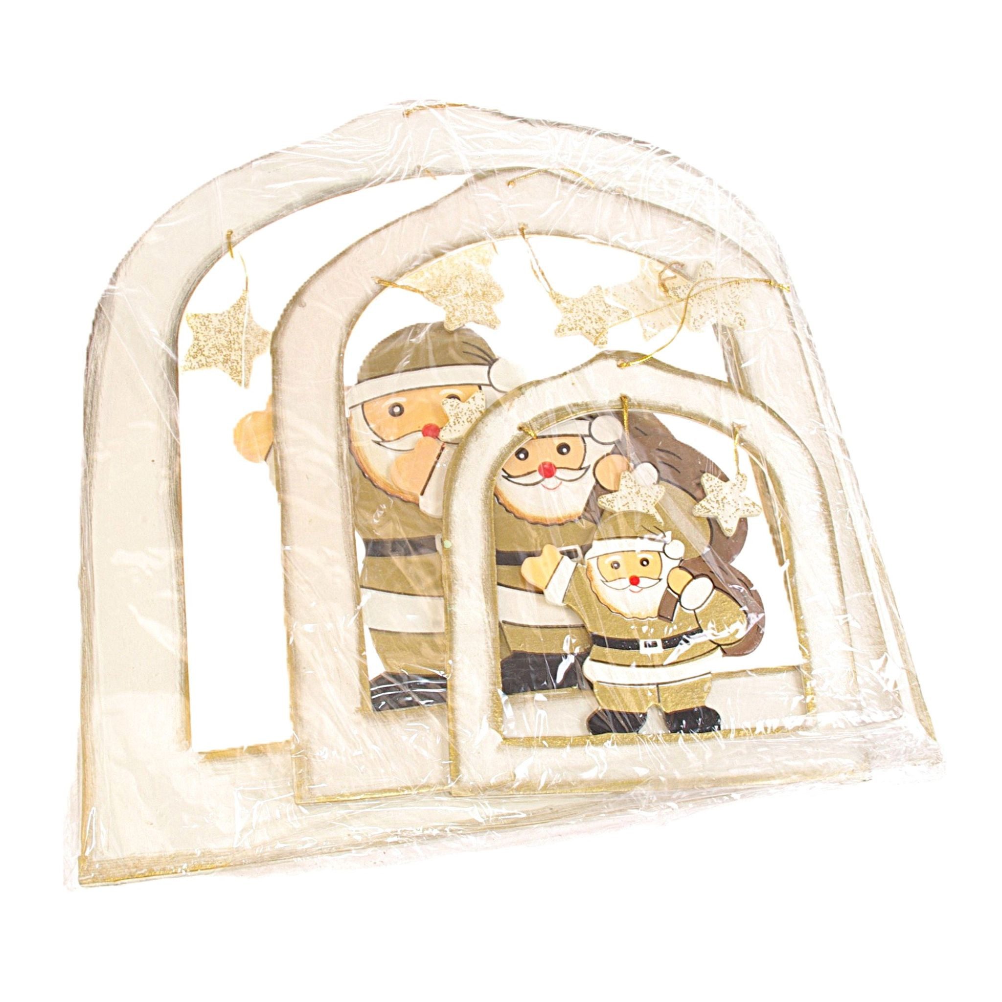 Deko AS Weihnachtsmann Weihnachtsdeko Hänger-Set Nikolaus - creme-gold - 3 Stück - 3385 02 (3 St., Dekoset in verschiedenen Größen)