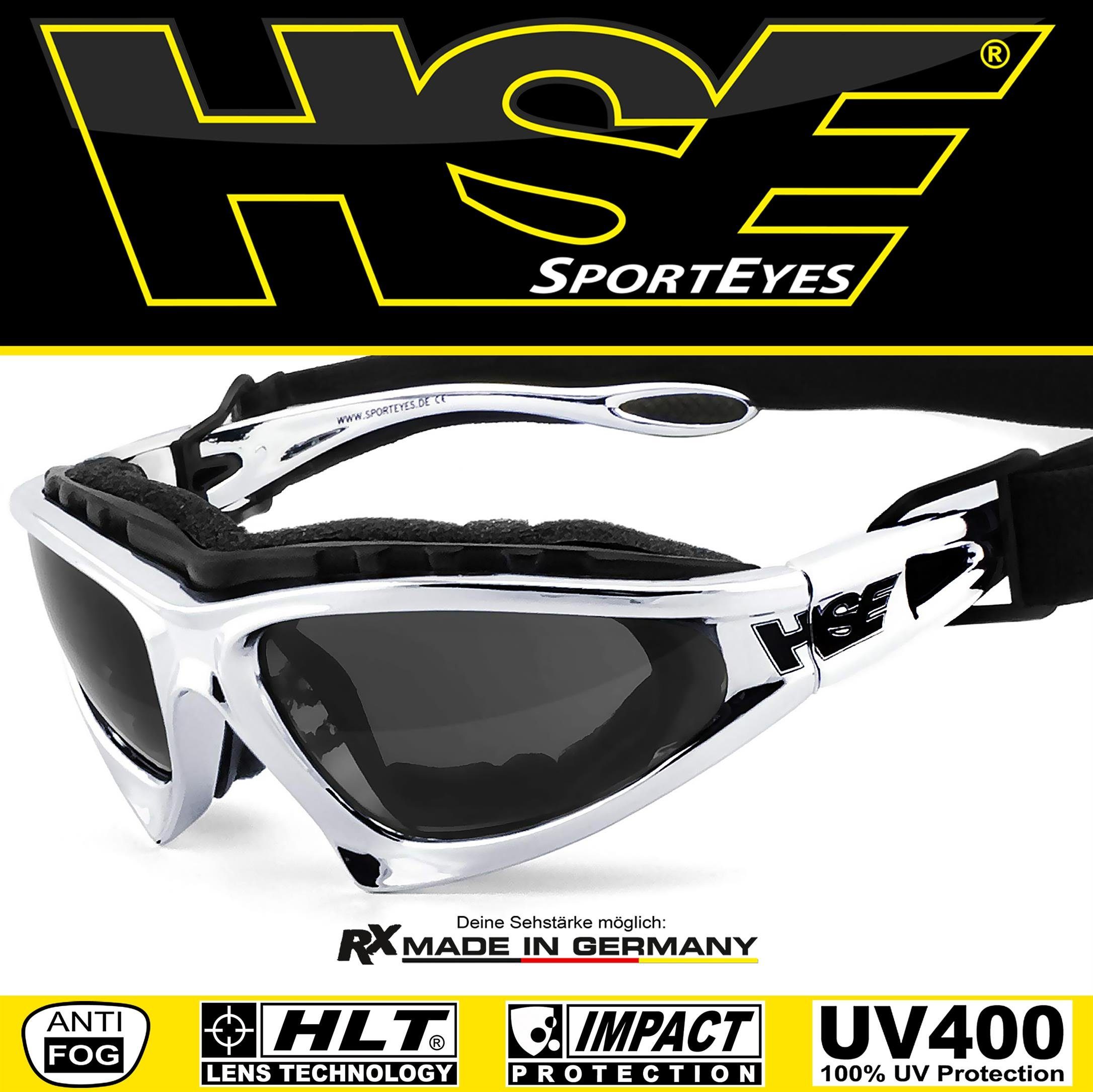 HSE - SportEyes Motorradbrille FALCON-X, Steinschlagbeständig durch Kunststoff-Sicherheitsglas