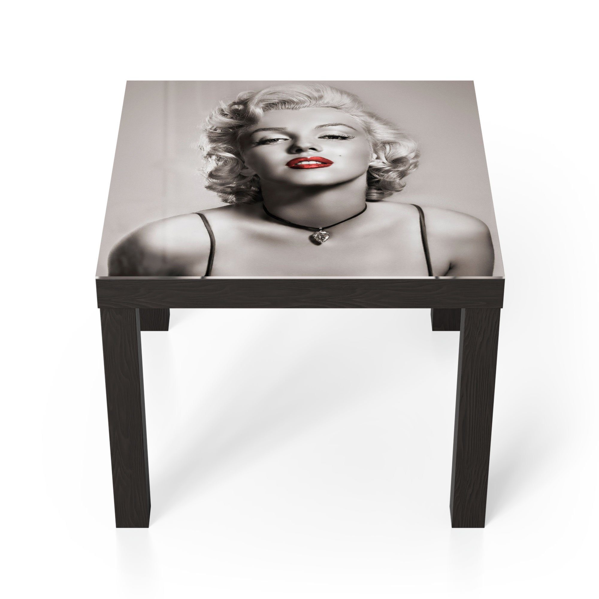 DEQORI Couchtisch 'Elegante Marilyn Monroe', Glas Beistelltisch Glastisch modern Schwarz