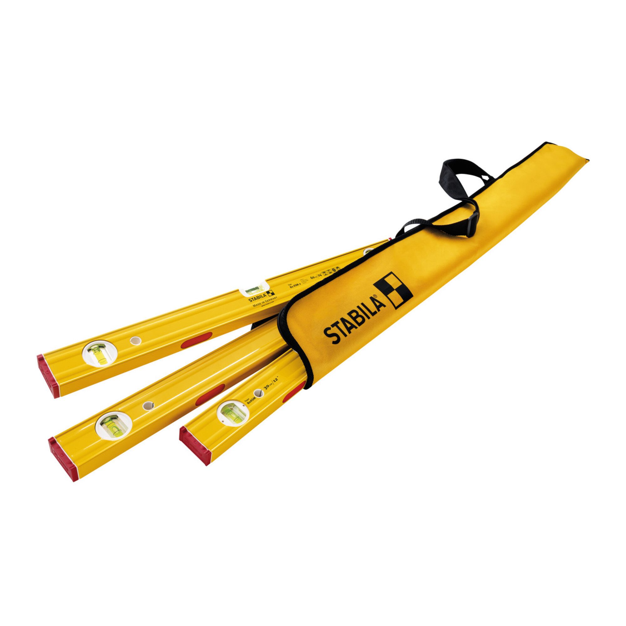 Stabila Wasserwaage STABILA PRO SET 80 ASM, 4-teiliges Magnet-Wasserwaagen-Set: 120 cm / 6