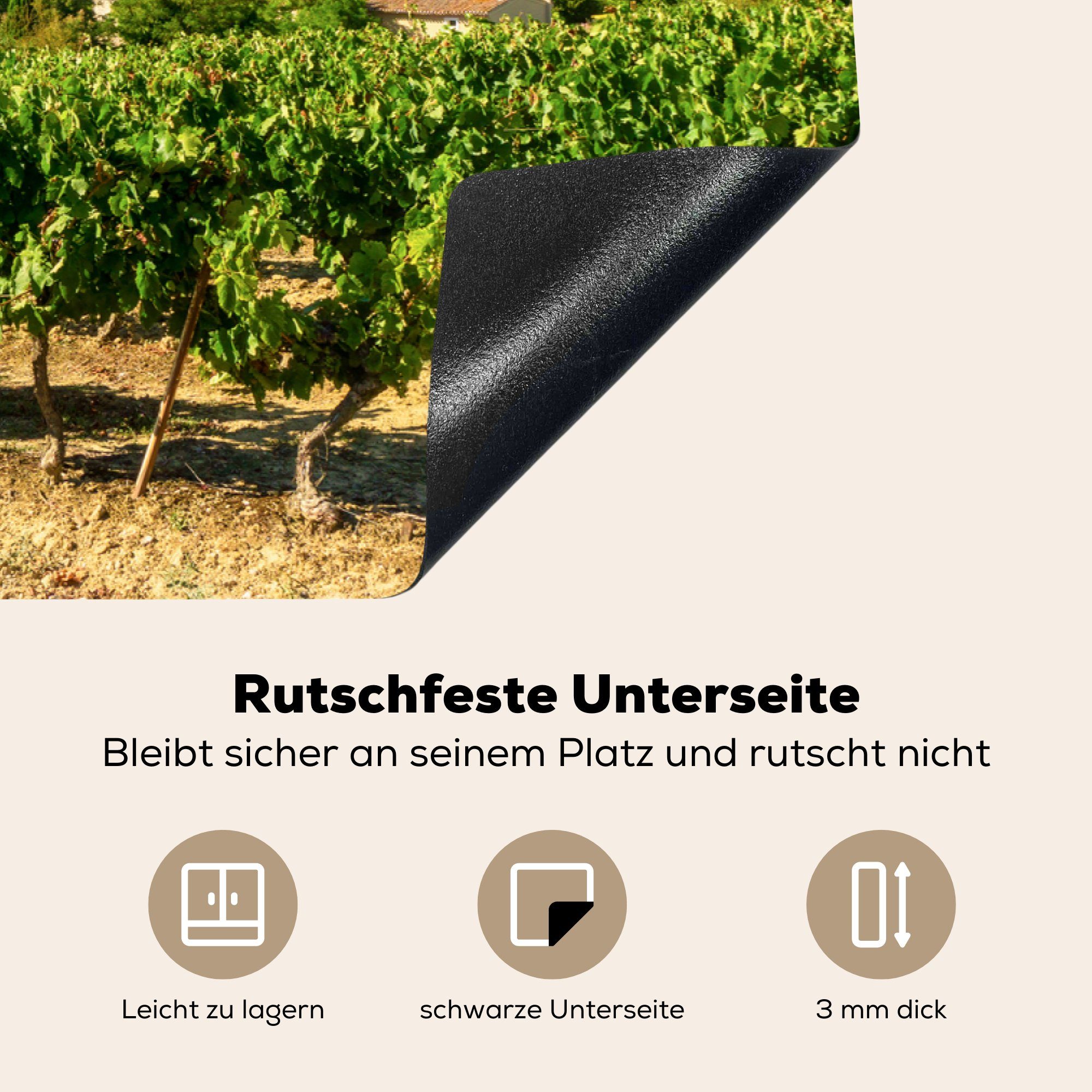 Induktionskochfeld Vinyl, tlg), für 81x52 die in (1 Ceranfeldabdeckung Weinberg cm, küche, Ein MuchoWow Schutz mittelalterlicher Carcassonne, Herdblende-/Abdeckplatte