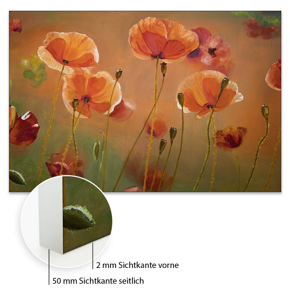 Akustikbild-Manufaktur Bild mit Rahmen Akustikbild "Mohnfeld 2" - Naturmotiv für bessere Raumakustik, Schallschutzbild mit sehr guten Schallabsorptions-Eigenschaften