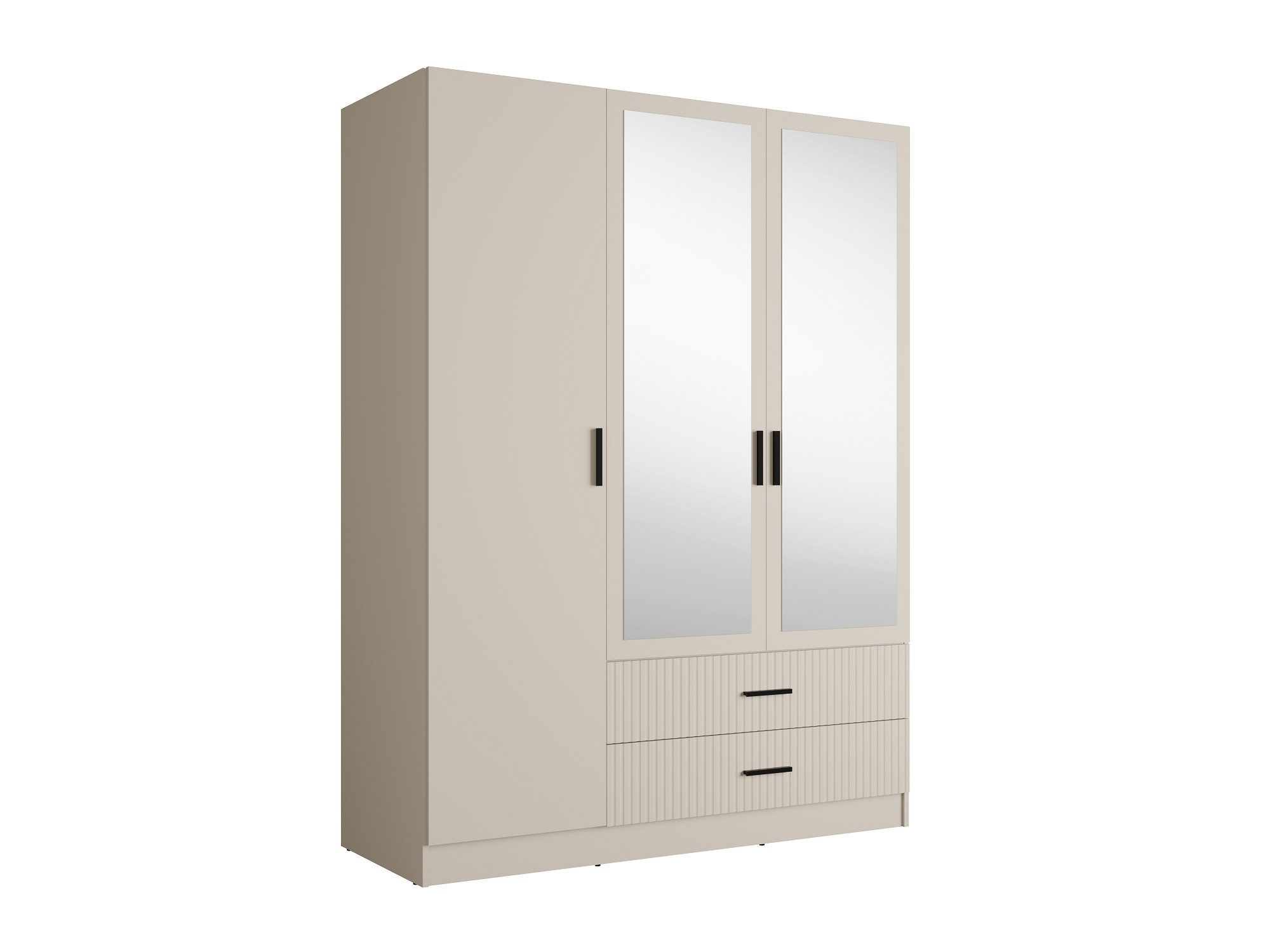 OTTO home Kleiderschrank TERRIK, modern mit viel Stauraum & geriffelter Struktur, Spiegel (B/H/T ca. 150/200/60 cm) Garderobe mit 6 Fächern, Kleiderstange, 2 Schubladen, Made in EU