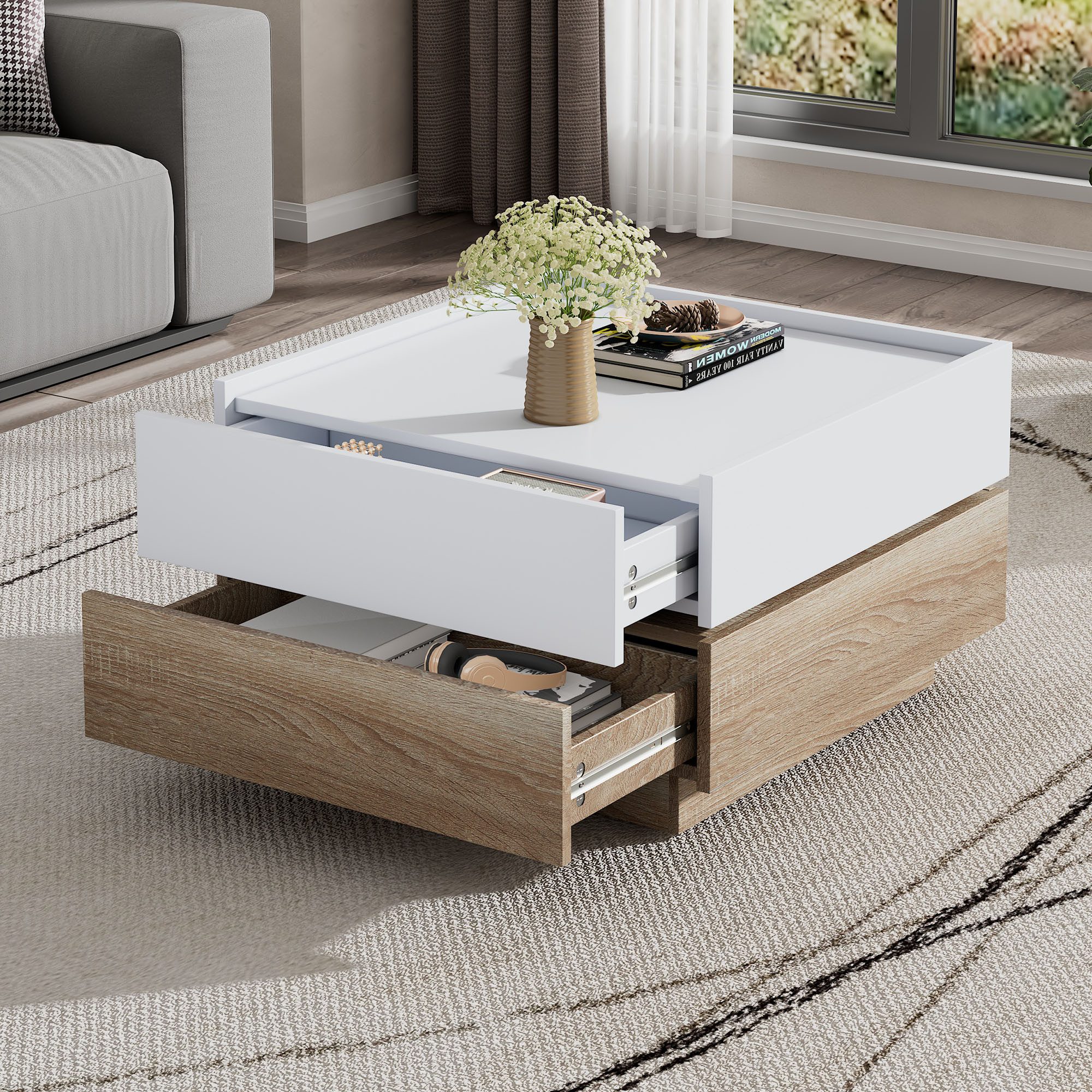 Merax Couchtisch mit drehbarer Tischplatte (60x60x38 günstig online kaufen