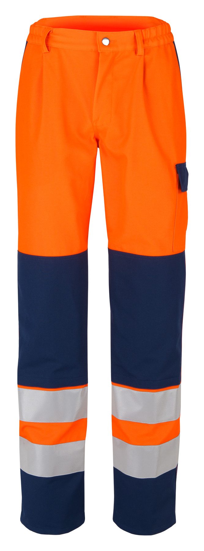 BEB Arbeitsbundhose beb HANDWERK Herren Bundhose WARNSCHUTZ Baumwollmix Orange/Marine