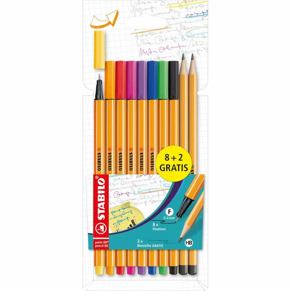 STABILO Schulranzen STABILO point 88 Fineliner Promo-Set 8+2 Stück