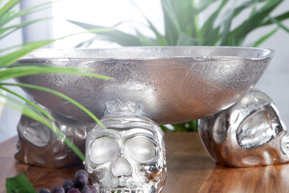 riess-ambiente Dekoschale SKULL 35cm silber (Einzelartikel, 1 St), Metall · rund · Totenkopf · Modern Design