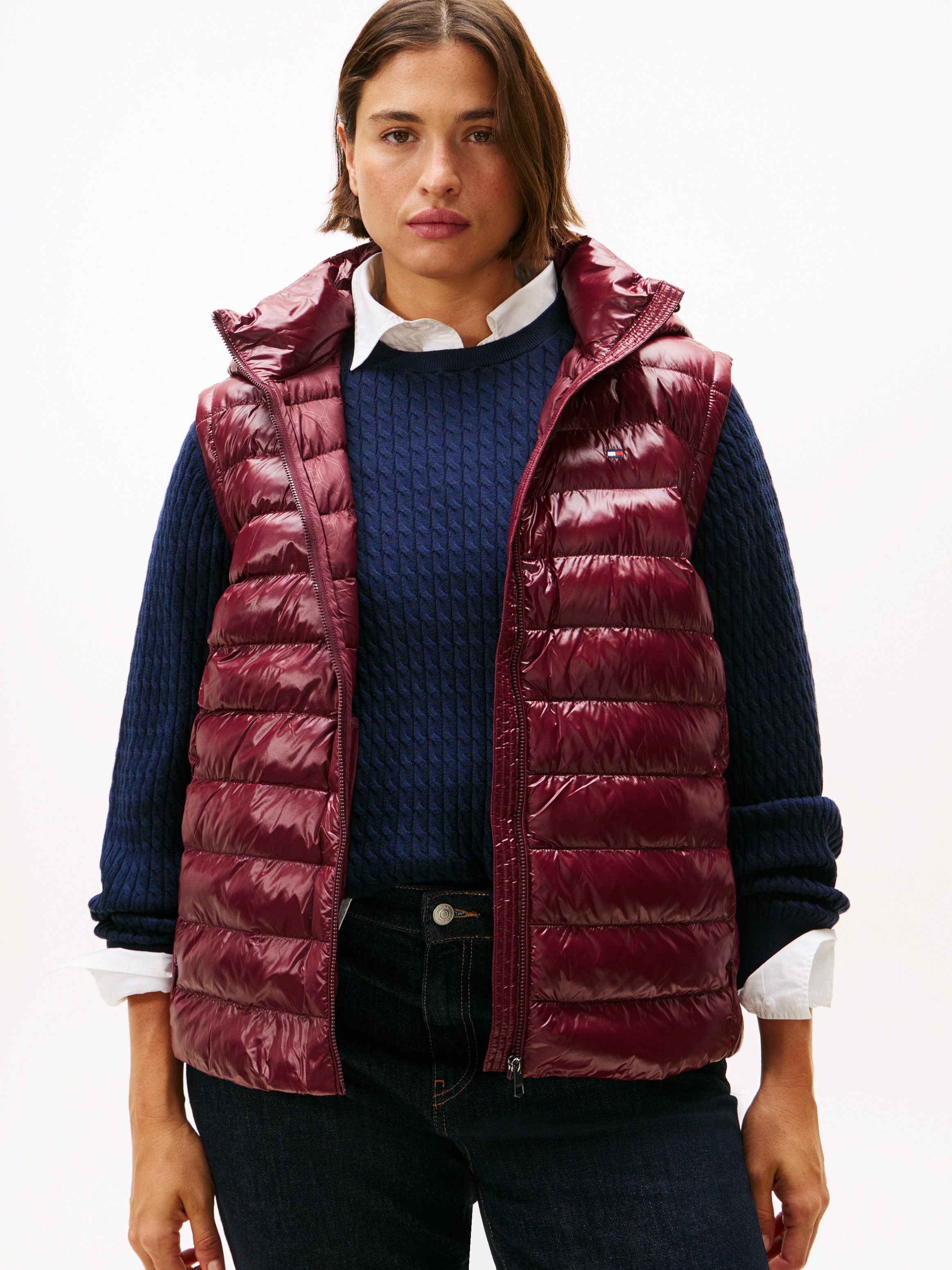Tommy Hilfiger Curve Steppweste CRV LW PADDED SLIM VEST in großen Größen, mit Kapuze