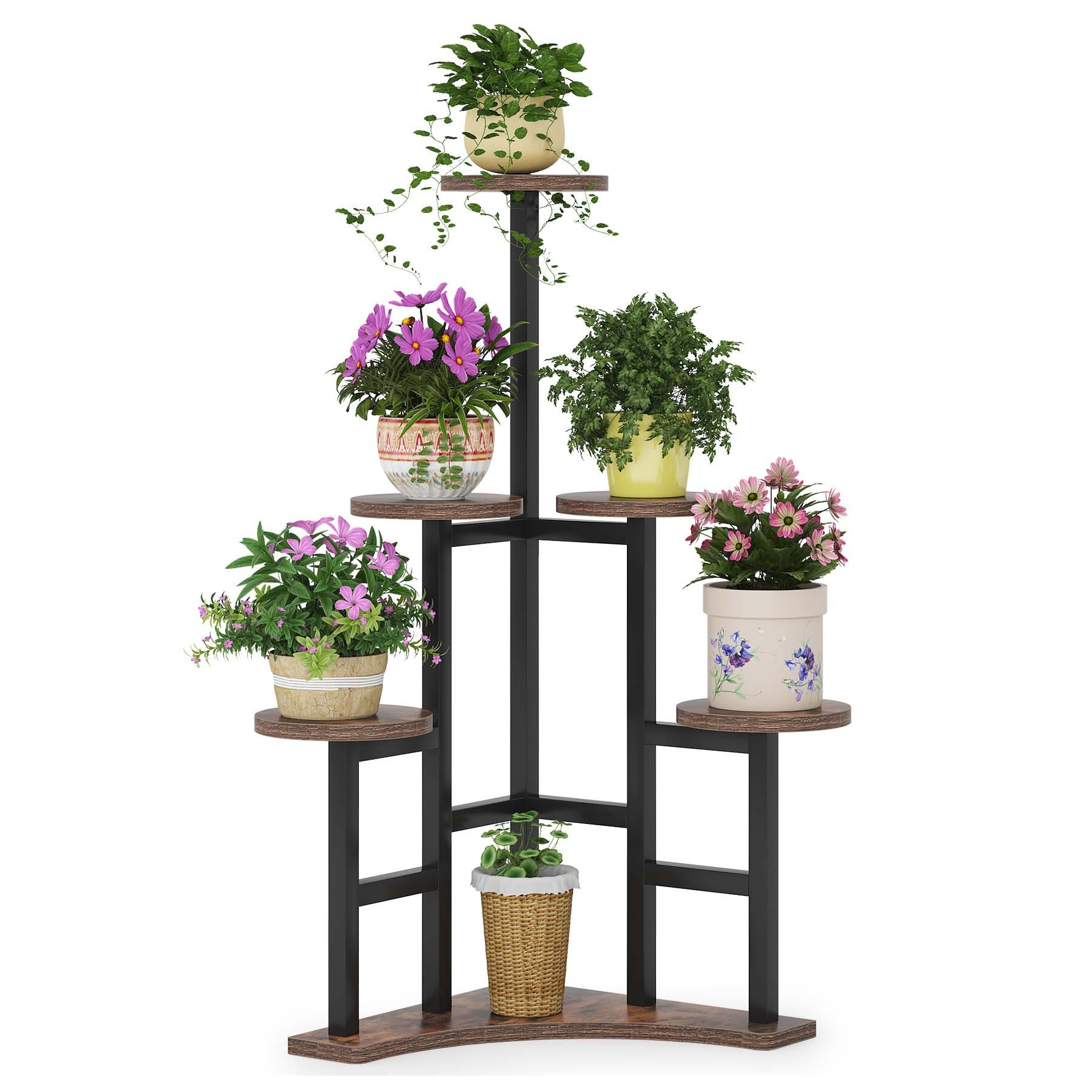 Tribesigns Blumenständer Metall-Pflanzenständer, Eck Blumen Treppe mit 5 Ablagen, 45 x45 x105cm