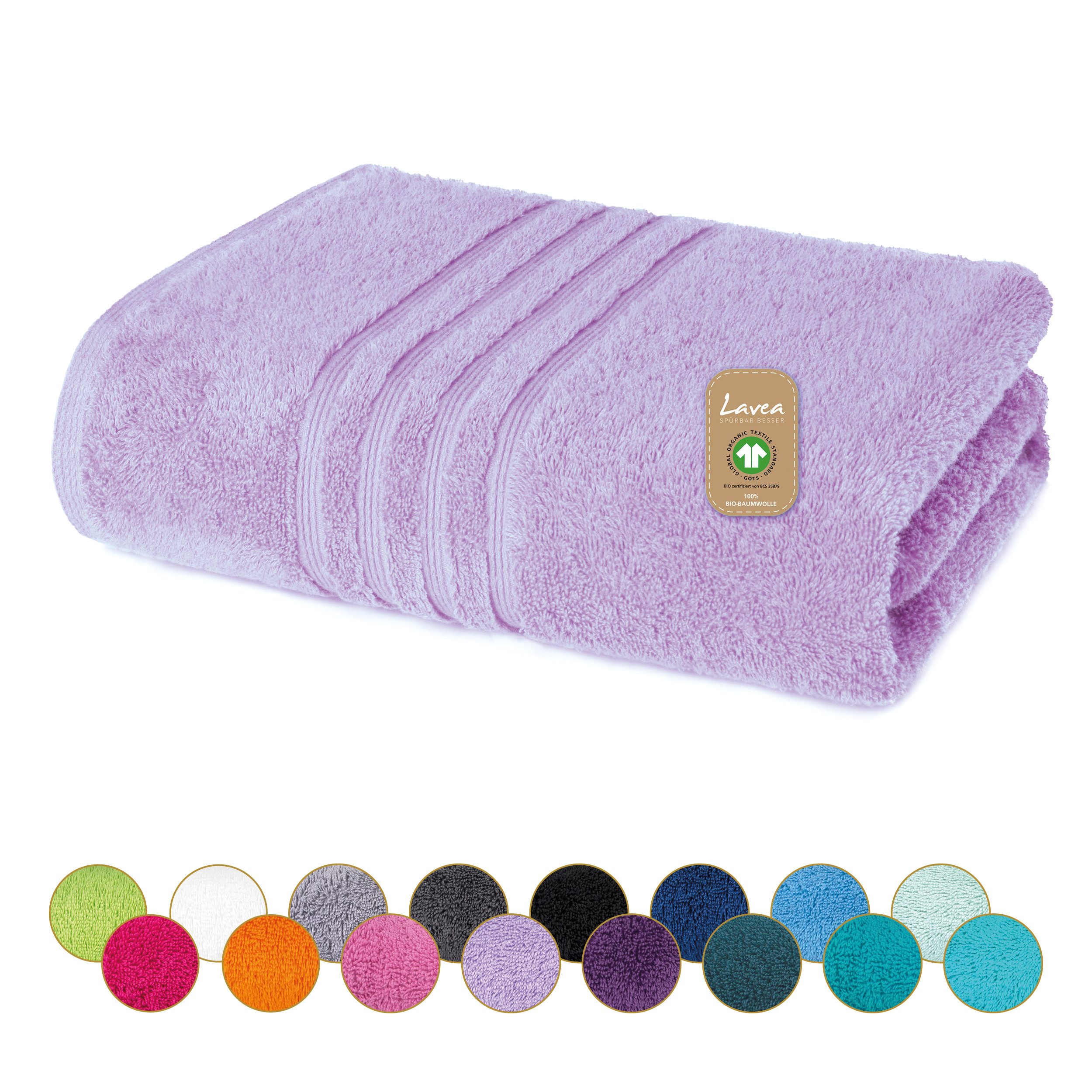 Lavea Badetuch Bali Duschtuch 100x150 cm Duschtuch 70x140 cm, Weiches Bio-Baumwollfrottee (1-St), pflegeleicht, GOTS-zertifiziert, extra saugstark mit 500g/m²