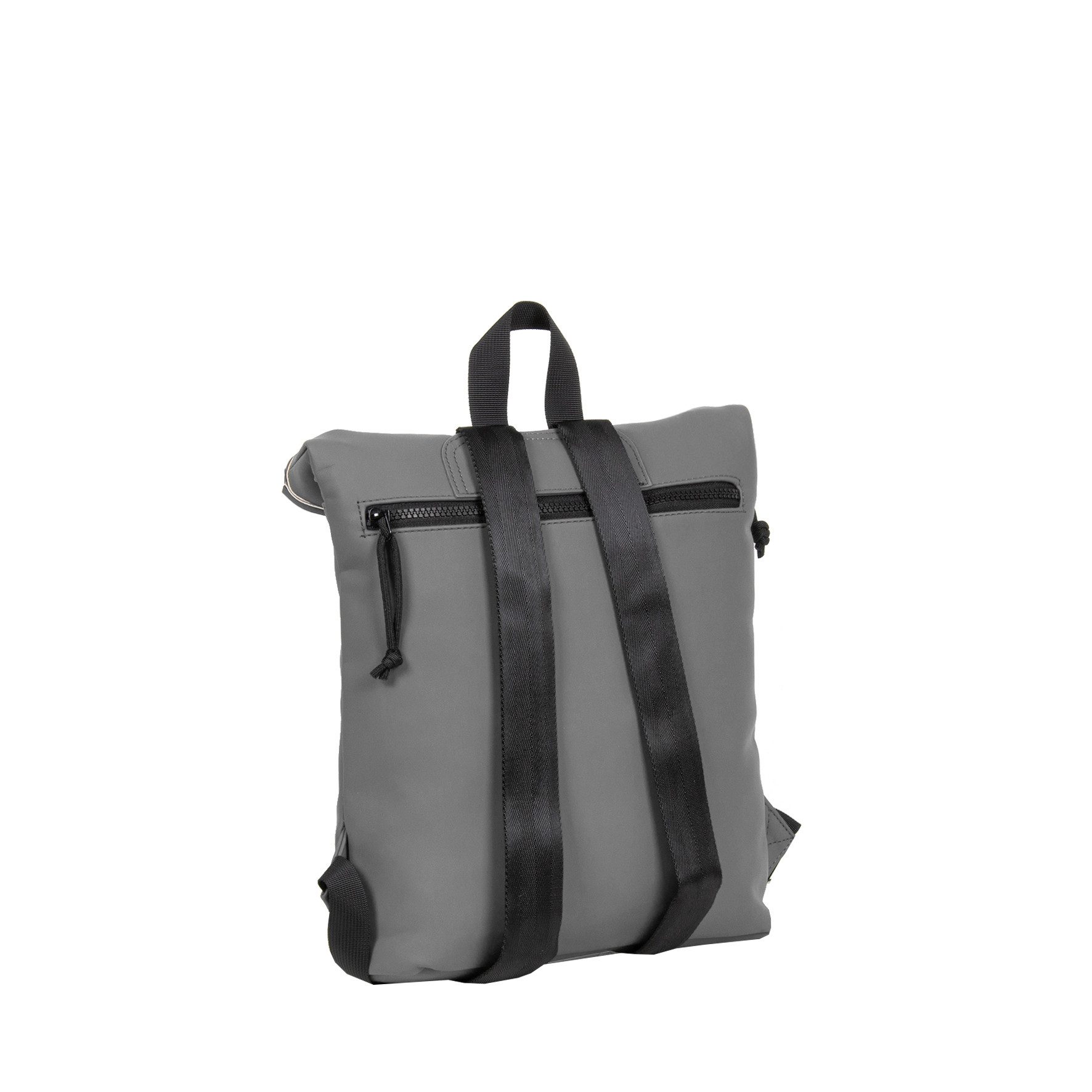 NEW REBELS Cityrucksack kleiner Roll Up RollTop Kurier Rucksack Mart Los Angeles, wasserabweisendes Planenmaterial, anthrazit