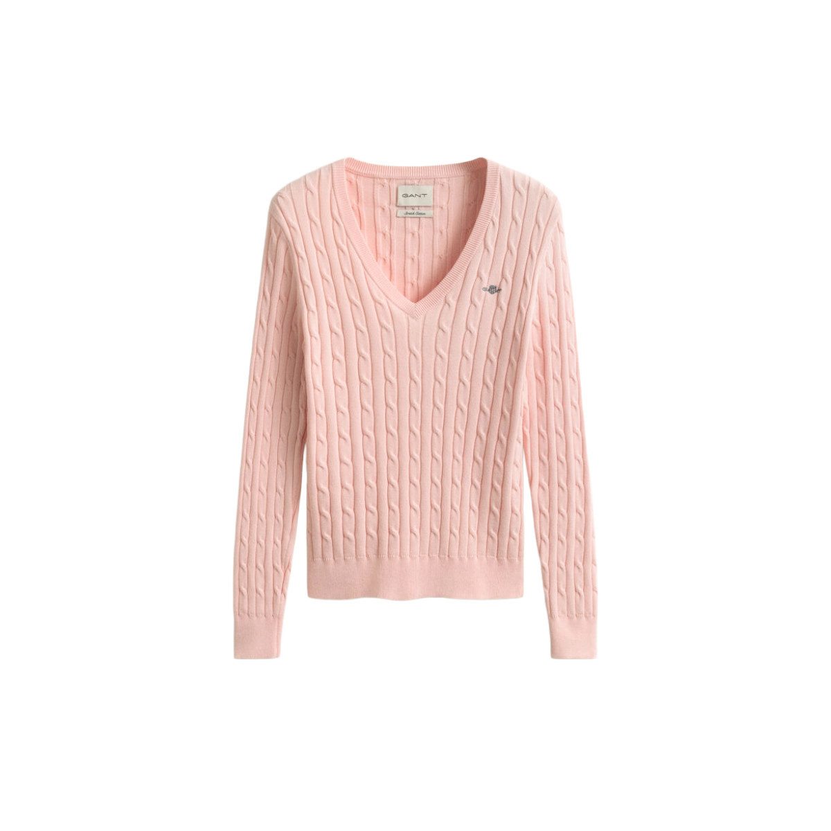 Gant V-Ausschnitt-Pullover 4800101 Damen Pullover mit Zopfstrickmuster