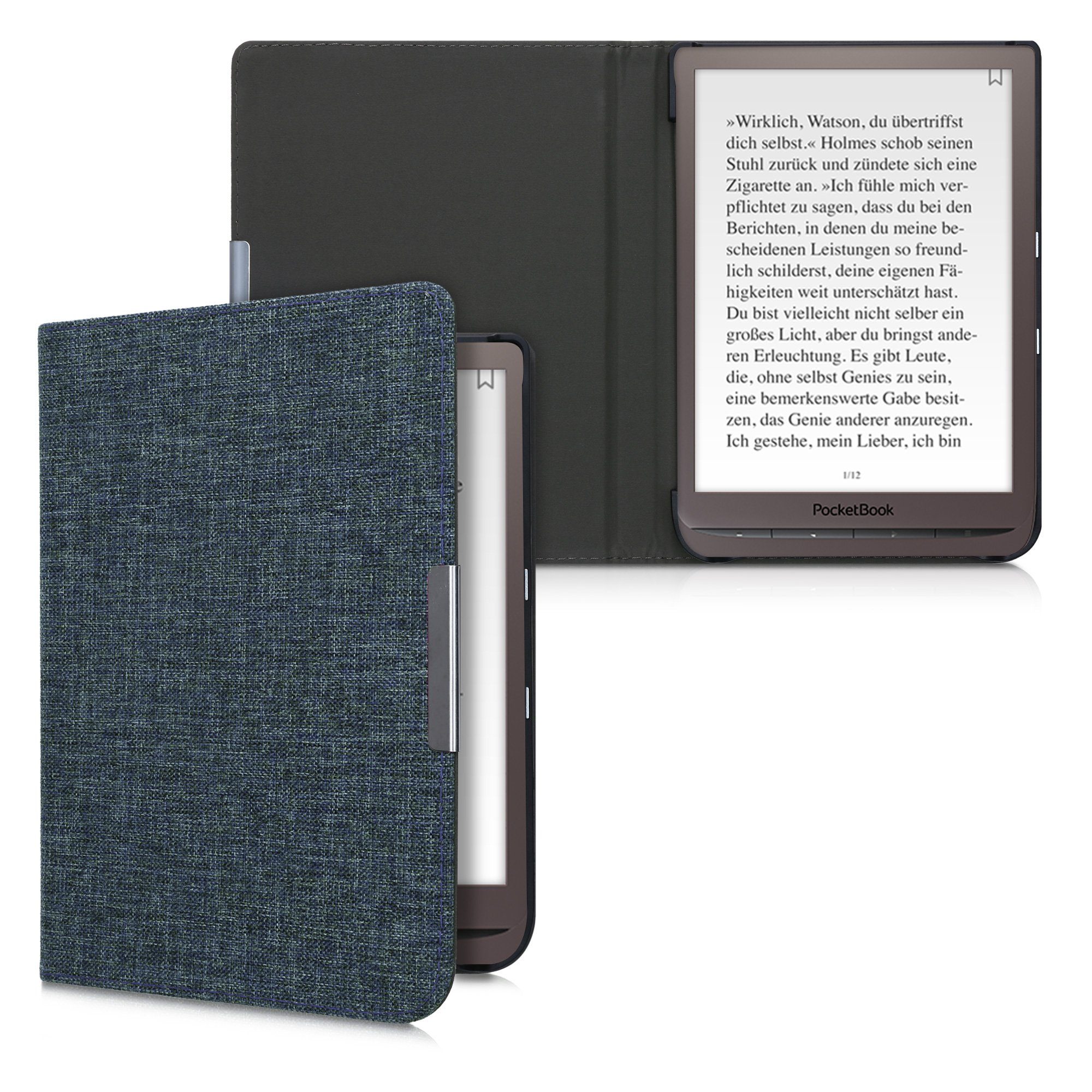 kwmobile E-Reader-Hülle Hülle für Pocketbook InkPad 3 / 3 Pro / Color / Vivlio InkPad 3, Filz Stoff eReader Schutzhülle - Flip Cover Case