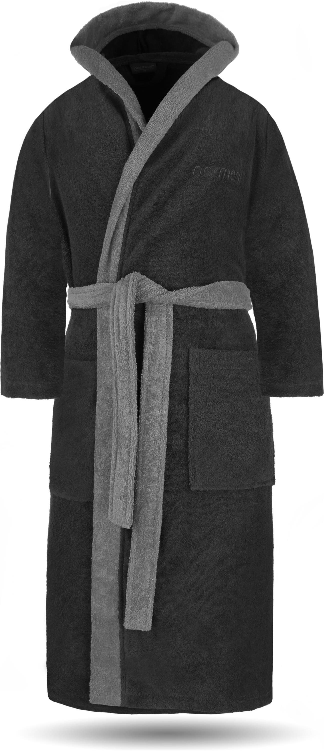 normani Damenbademantel, 122, Baumwolle, Kapuze, Bindegürtel, Saunamantel aus 100 % Baumwolle für Damen und Herren