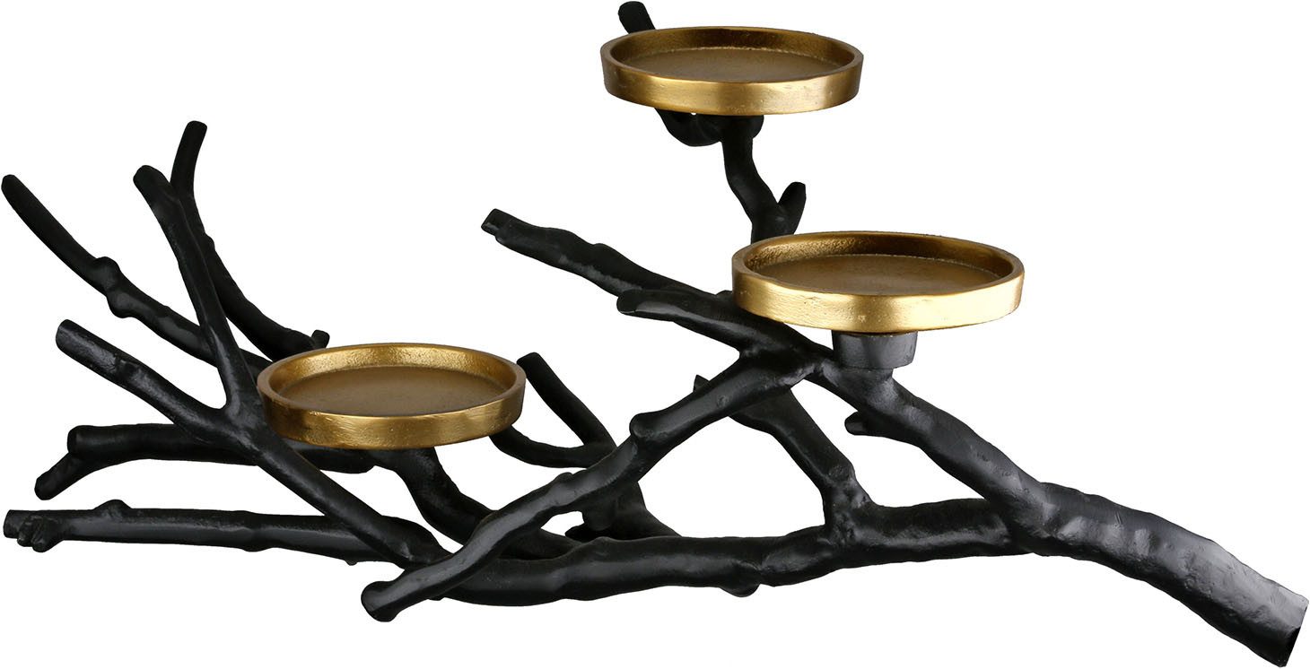 GILDE Kerzenleuchter Kerzenleuchter Zweig Prero, Kerzenteller D. 9cm