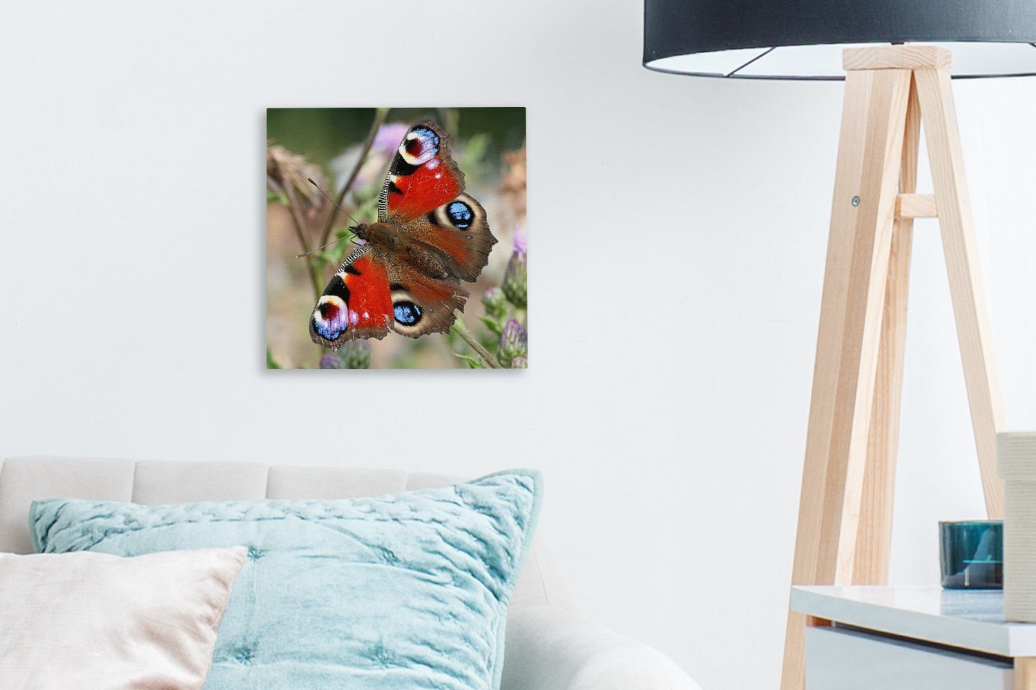 für Leinwand OneMillionCanvasses® Wohnzimmer Tagpfauenauge Schlafzimmer Leinwandbild (1 Schmetterling, St), Bilder