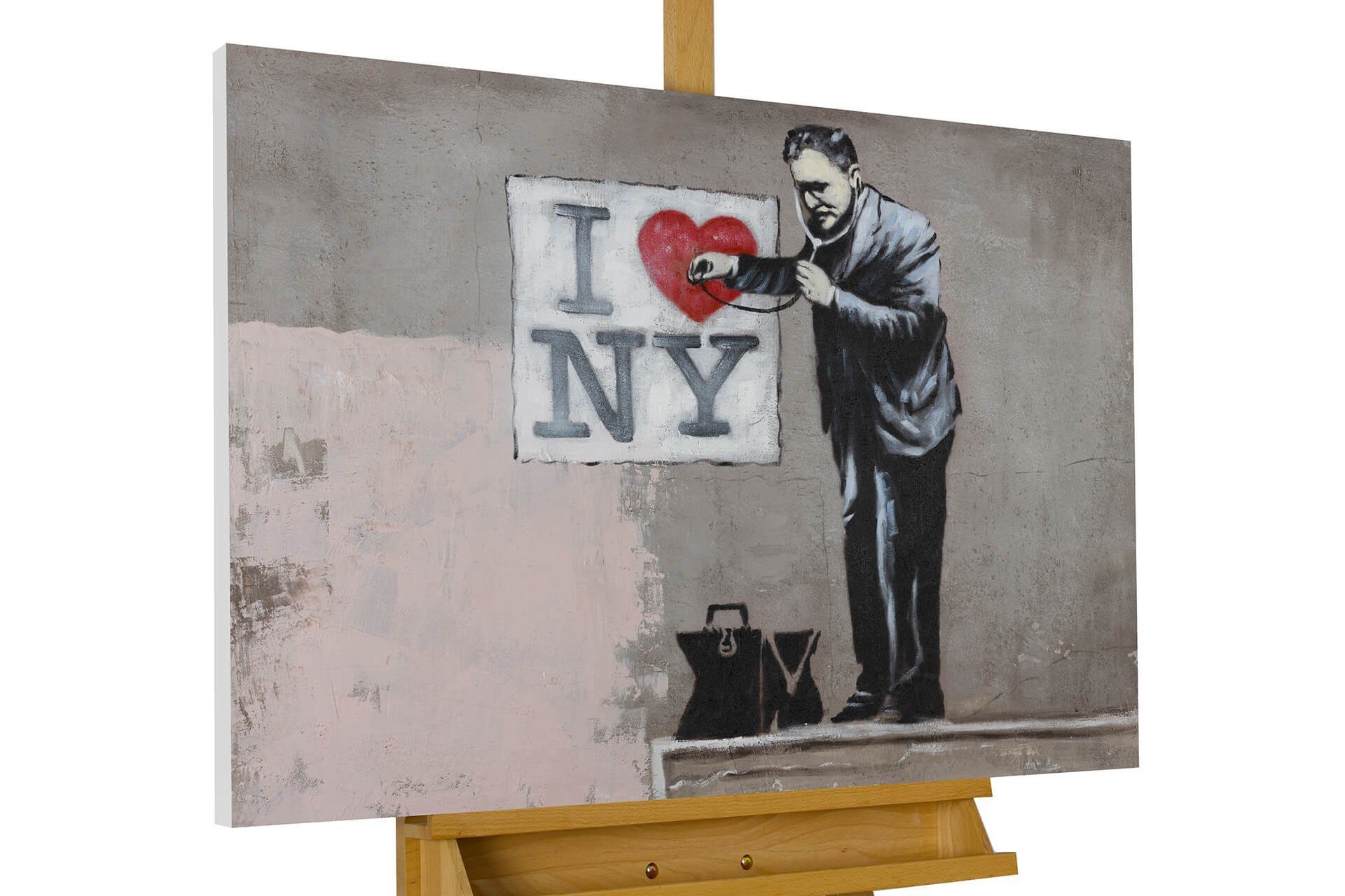 KUNSTLOFT Gemälde Banksy's Diagnosis 100x75 cm, Leinwandbild 100% HANDGEMALT Wandbild Wohnzimmer