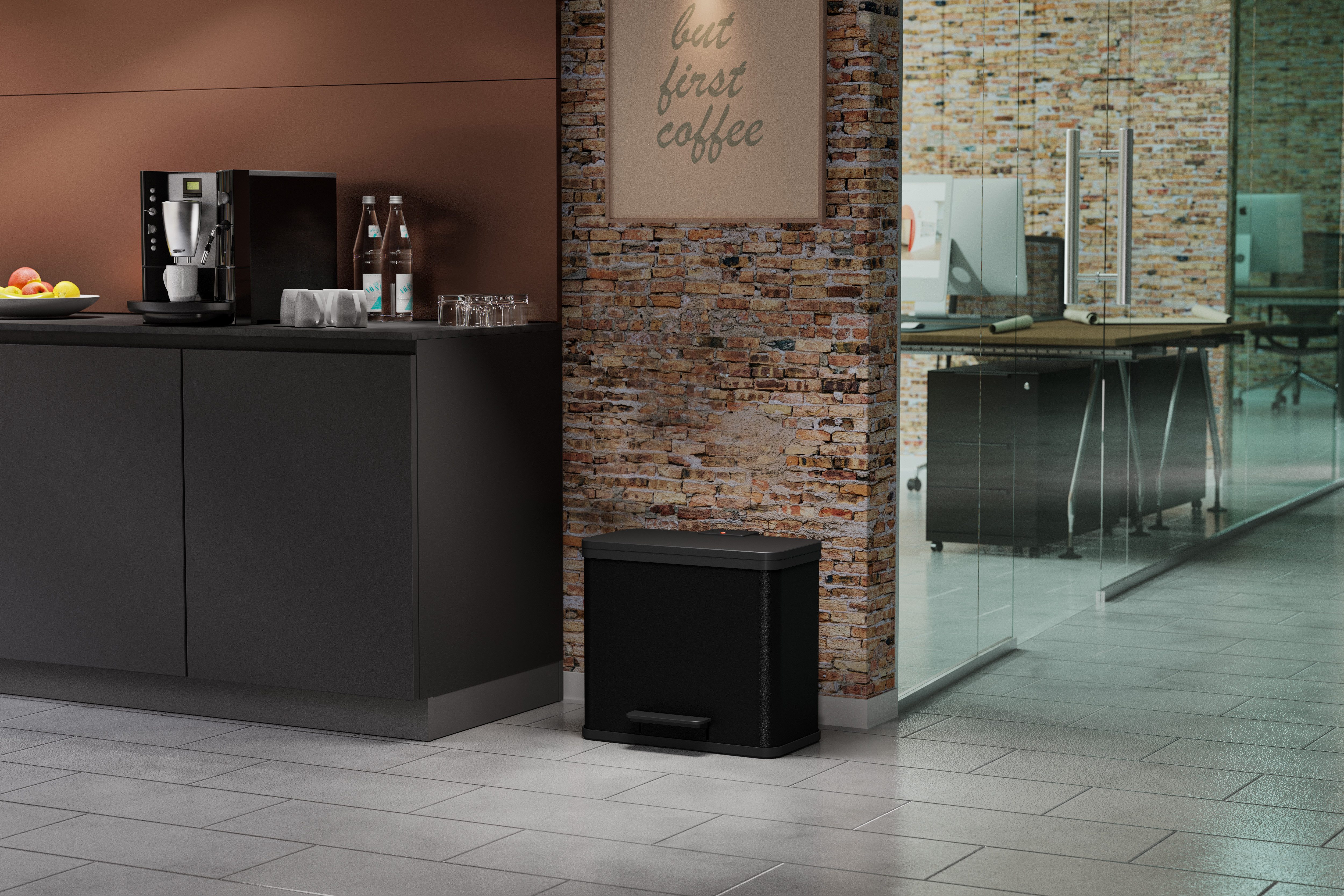 Hailo Mülleimer Öko duo Plus L, 26 l, Stahlblech o. Edelstahl, Kunststoff Inneneimer, Made in Germany