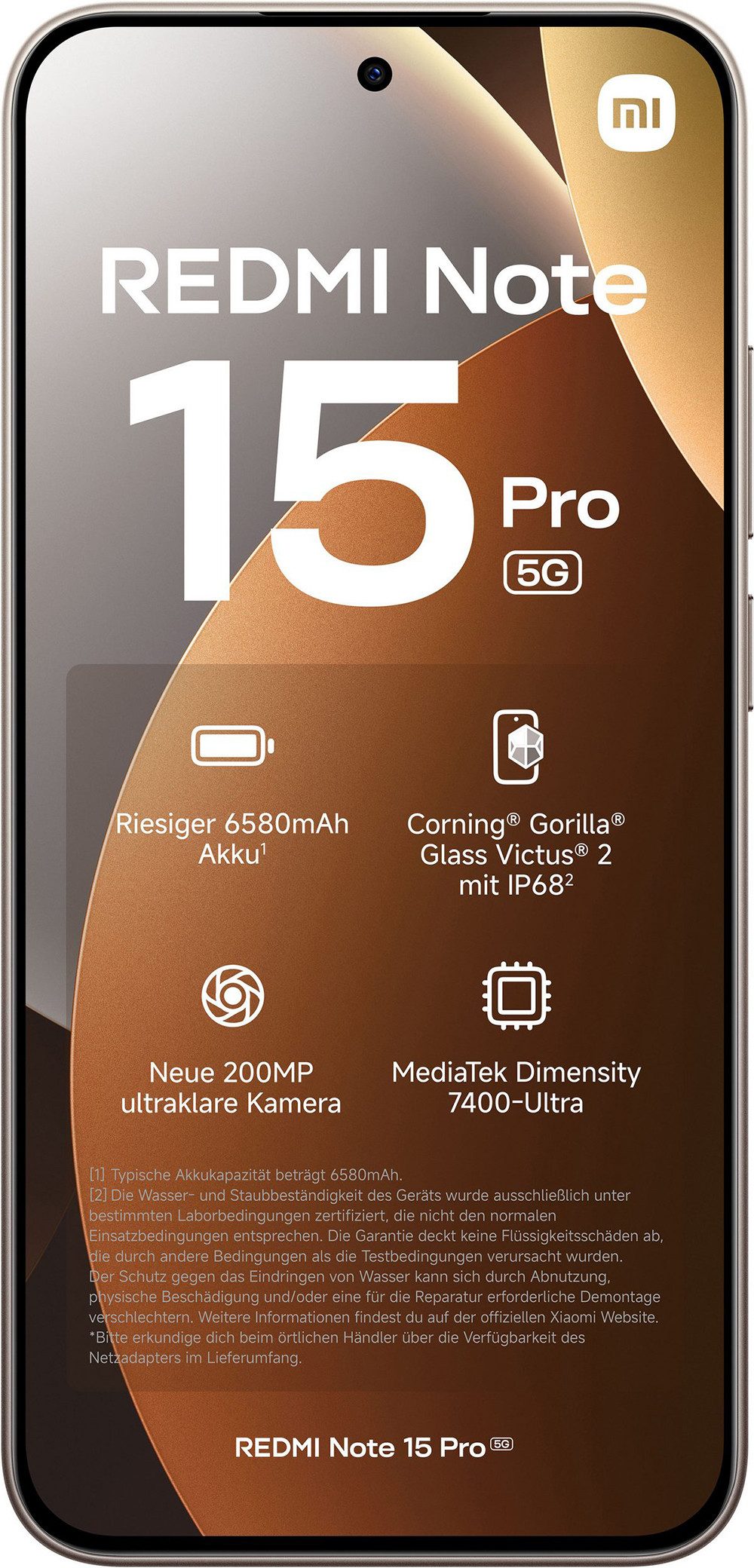 Xiaomi Redmi Note 15 Pro 5G 8+256GB Smartphone Handy (200 MP Kamera)
