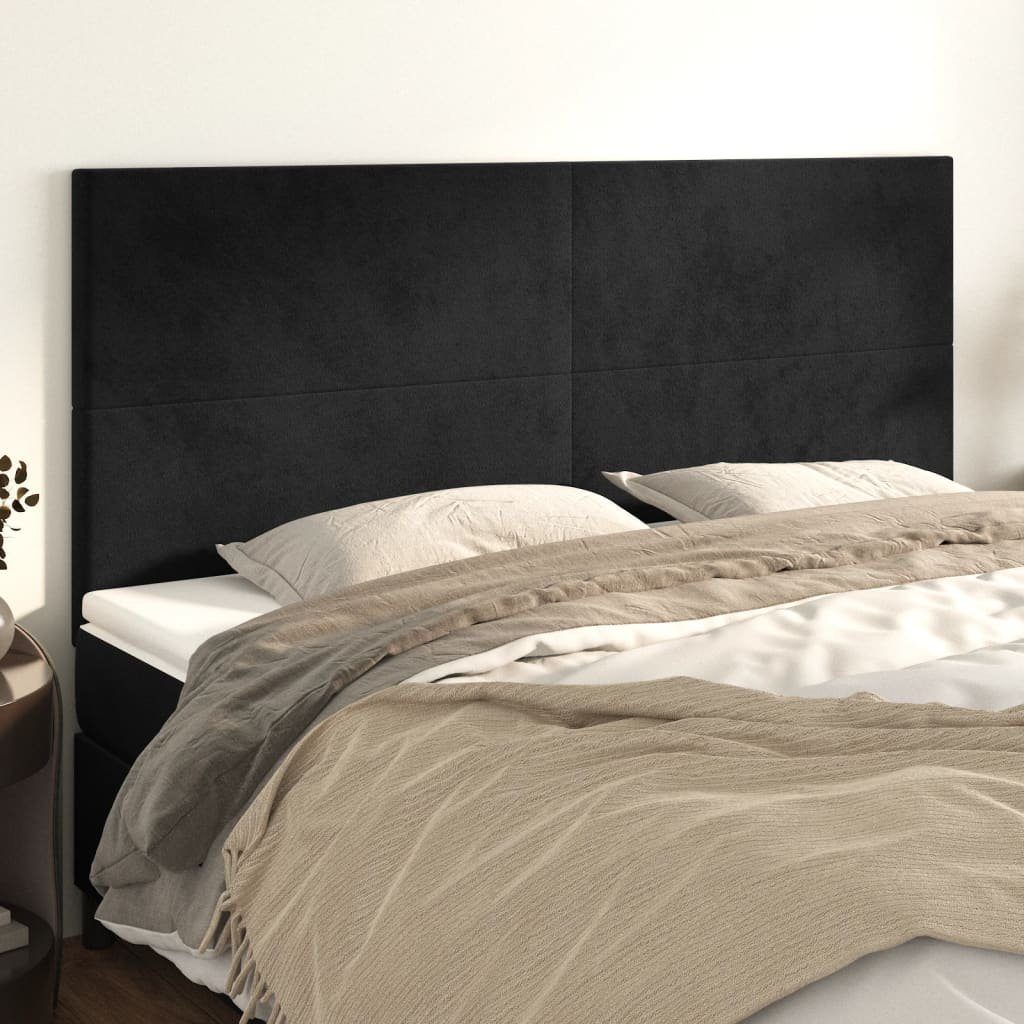 vidaXL Bett Kopfteil Schwarz 180x5x118/128 cm Samt (1-tlg)