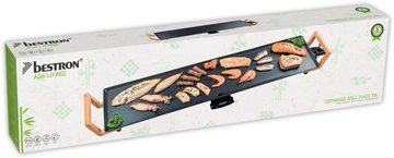 bestron Tischgrill Asia Lounge, 1800 W, Teppanyaki Grillplatte XXL im Asia Design, mit Bambus-Griffen