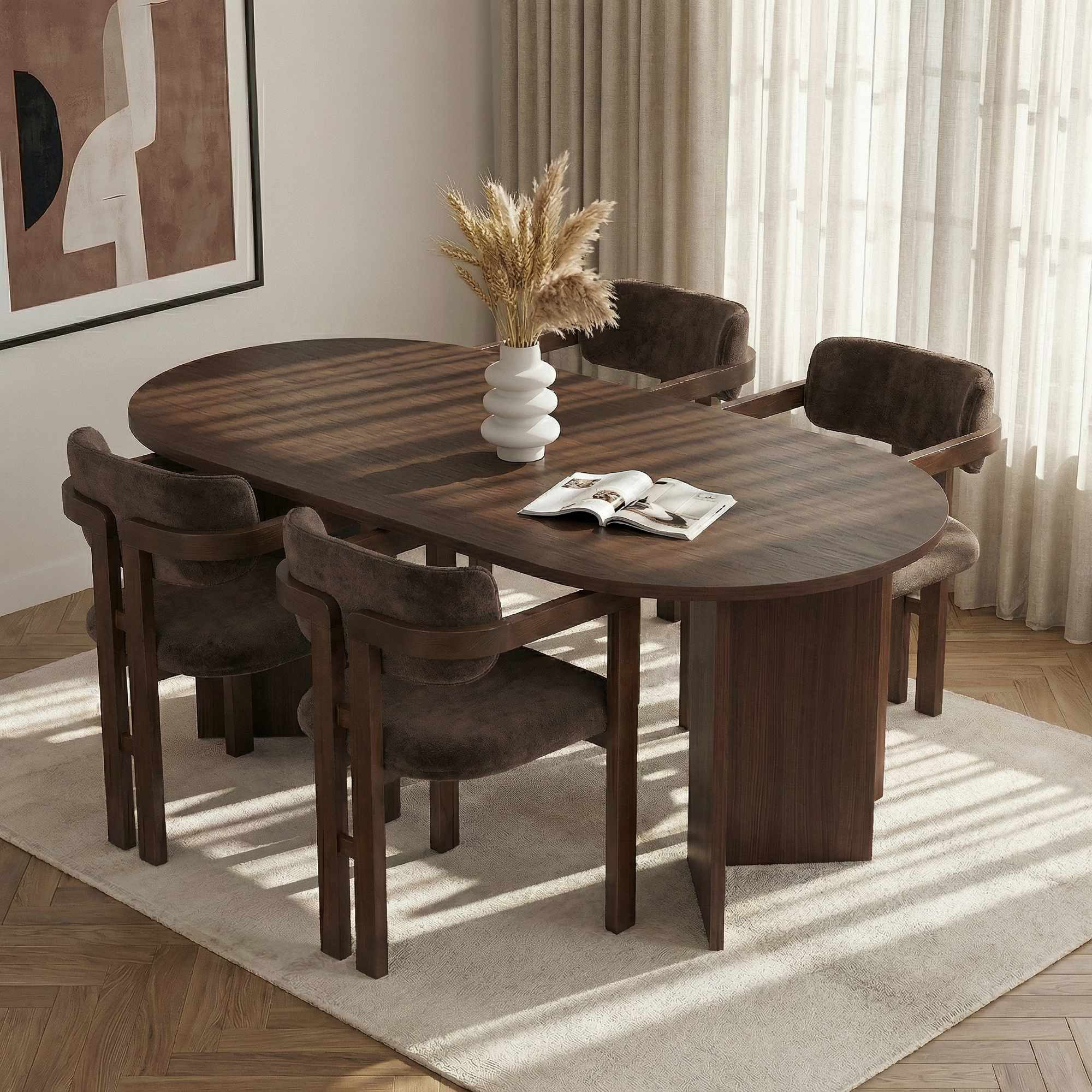 Skye Decor Essgruppe Sablin Modern 4 Japandi Set, (Set, 5-tlg., 1 Tish,4 Stühle), bestenend aus 4 Stühl und 1 Tish Modern Esszimmer Set