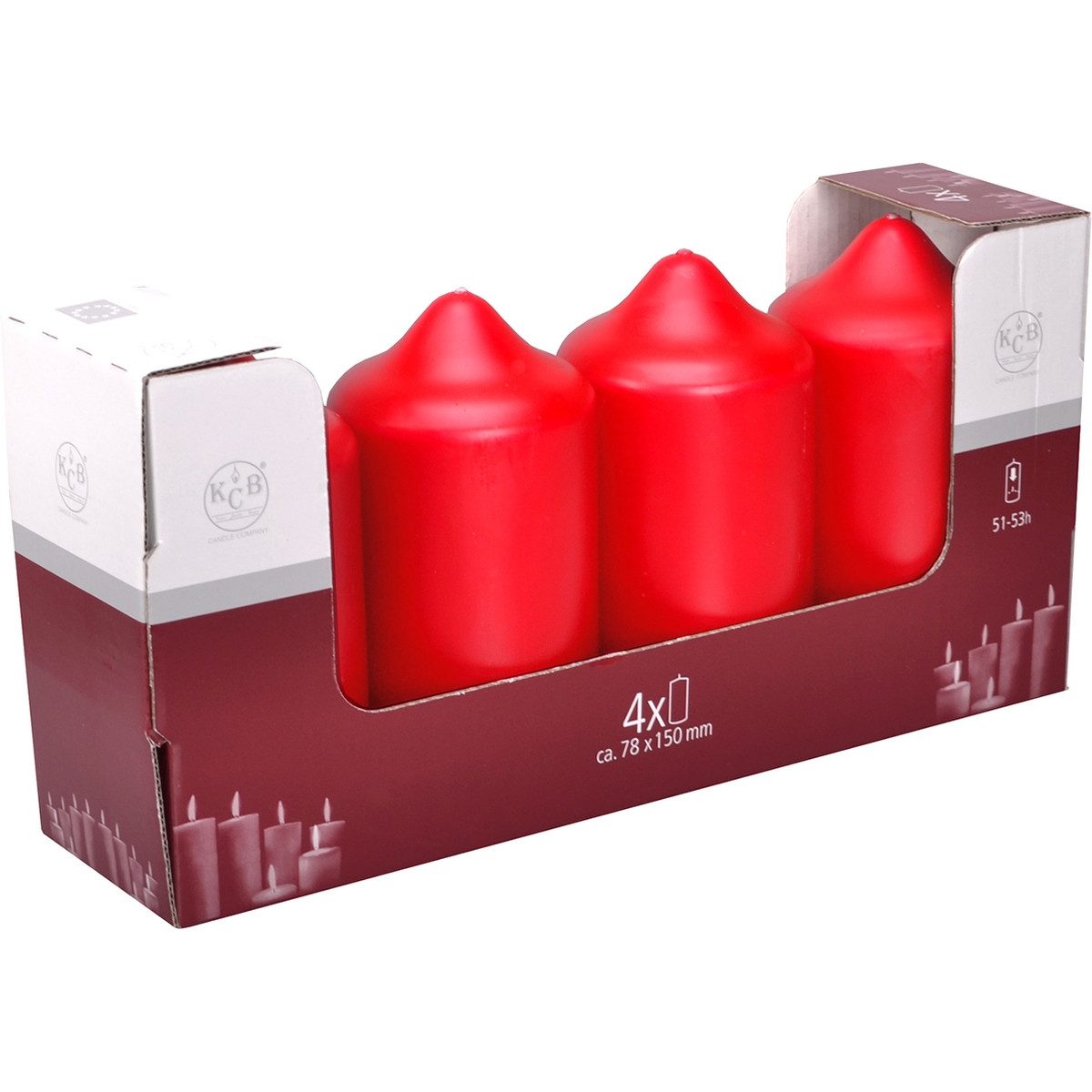KCB Stumpenkerze Stumpenkerzen rot 78x150mm 4 Stück