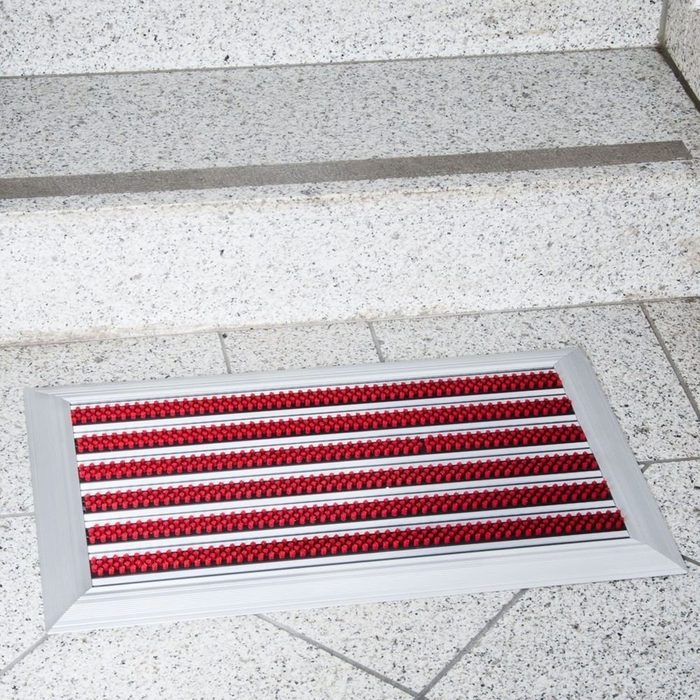 Fußmatte Alumatte Dynamic Rot 80 x 48 cm geeignet für Fußbodenheizung Karat Höhe: 16 mm rutsch- und schallhemmender PE Schaum rostfrei