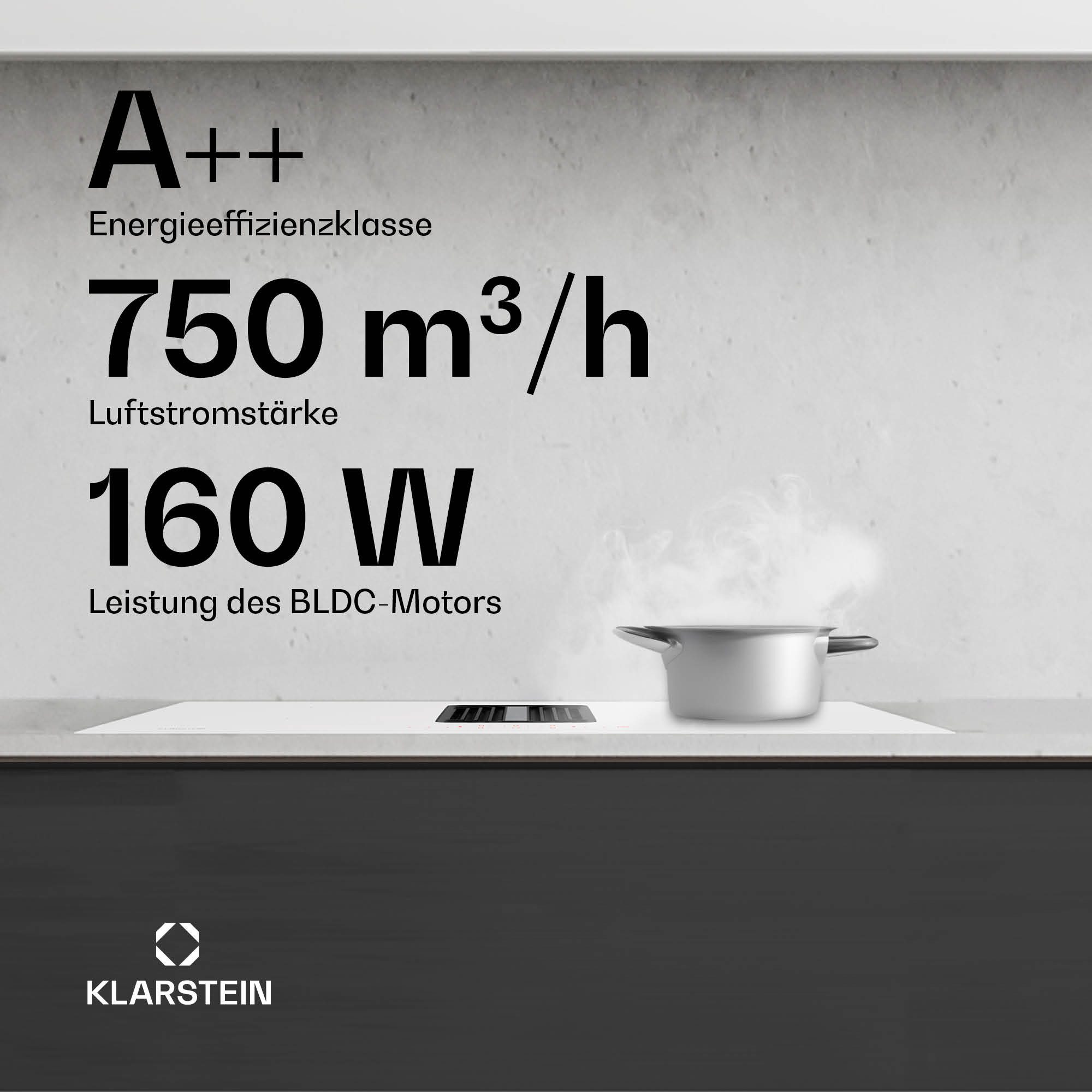 Klarstein Induktions-Kochfeld Airjet, Kochfeld Induktion 4 Zone Flex Touch Timer Küche LED