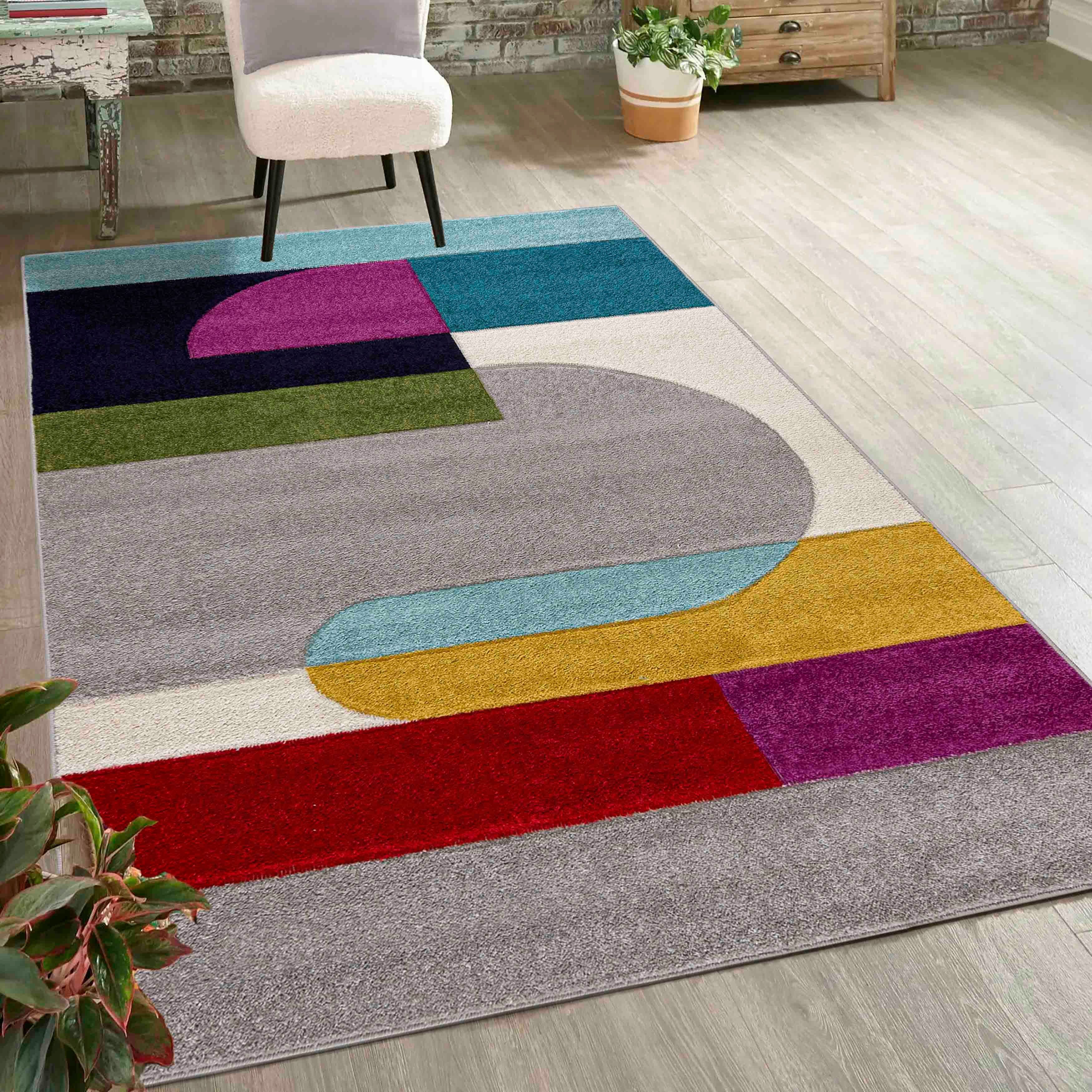 Mazovia Designteppich Modern Geometrischer Teppich Bunt günstig online kaufen