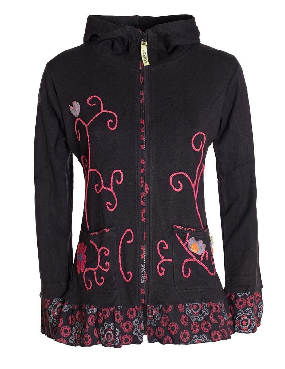 Vishes Kapuzensweatjacke Damen Sommerjacke Blumen-Strickjacke Elfenjacke günstig online kaufen