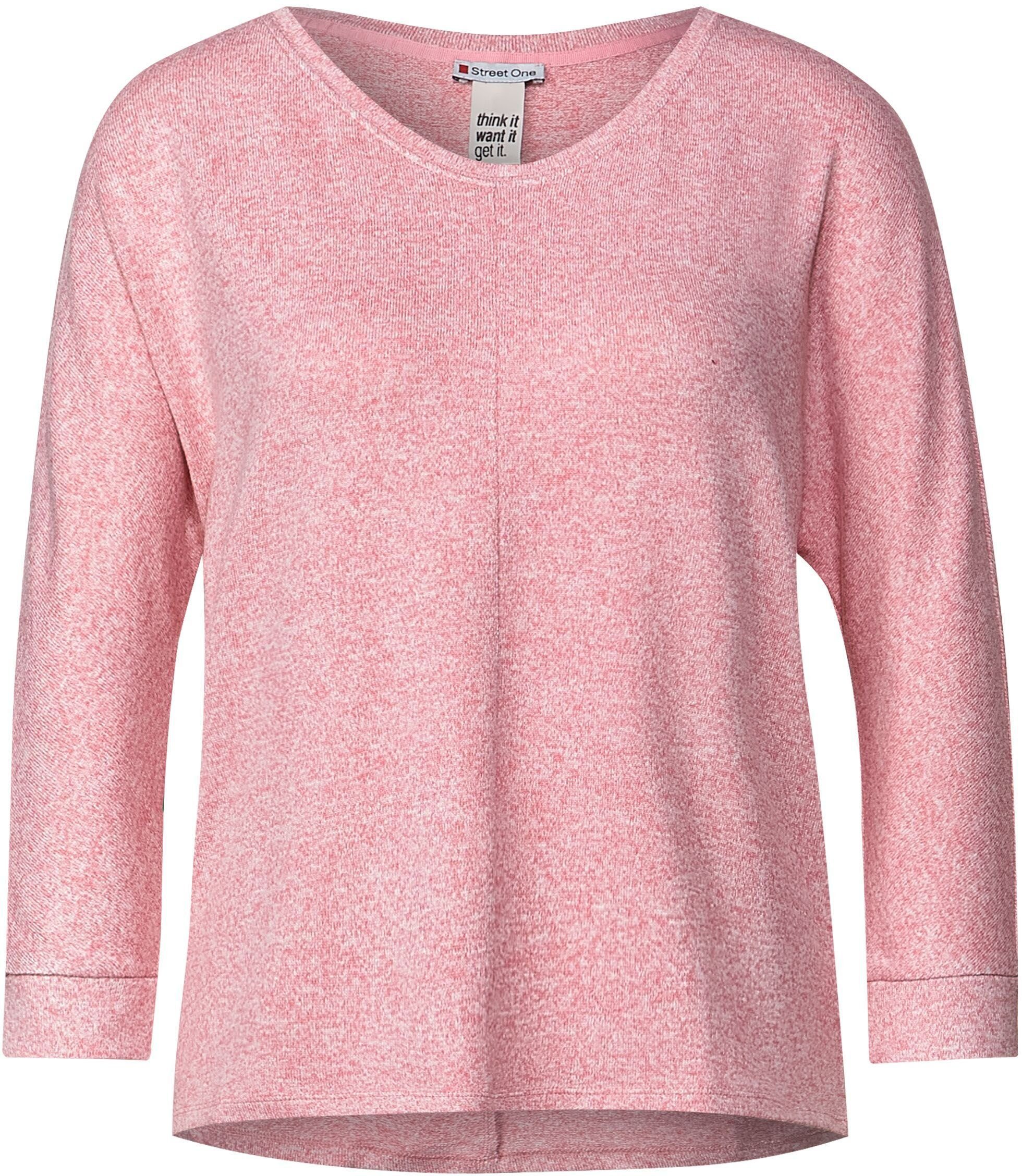 Style winter STREET ONE Melange-Optik in rose 3/4-Arm-Shirt melange Ellen