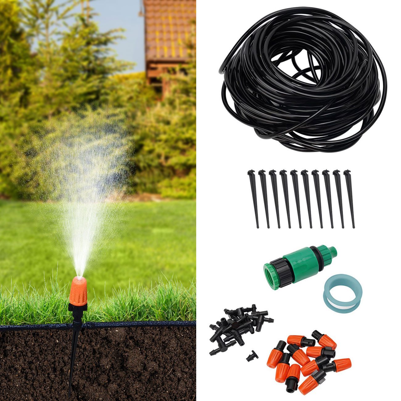 Casativo Bewässerungssystem Pflanzen Bewässerungssystem 20m Schlauch 10 Düsen Bewässerung Garten, (23 St. im Set), Garten-Bewässerung mit Schlauchsystem/wassersparend