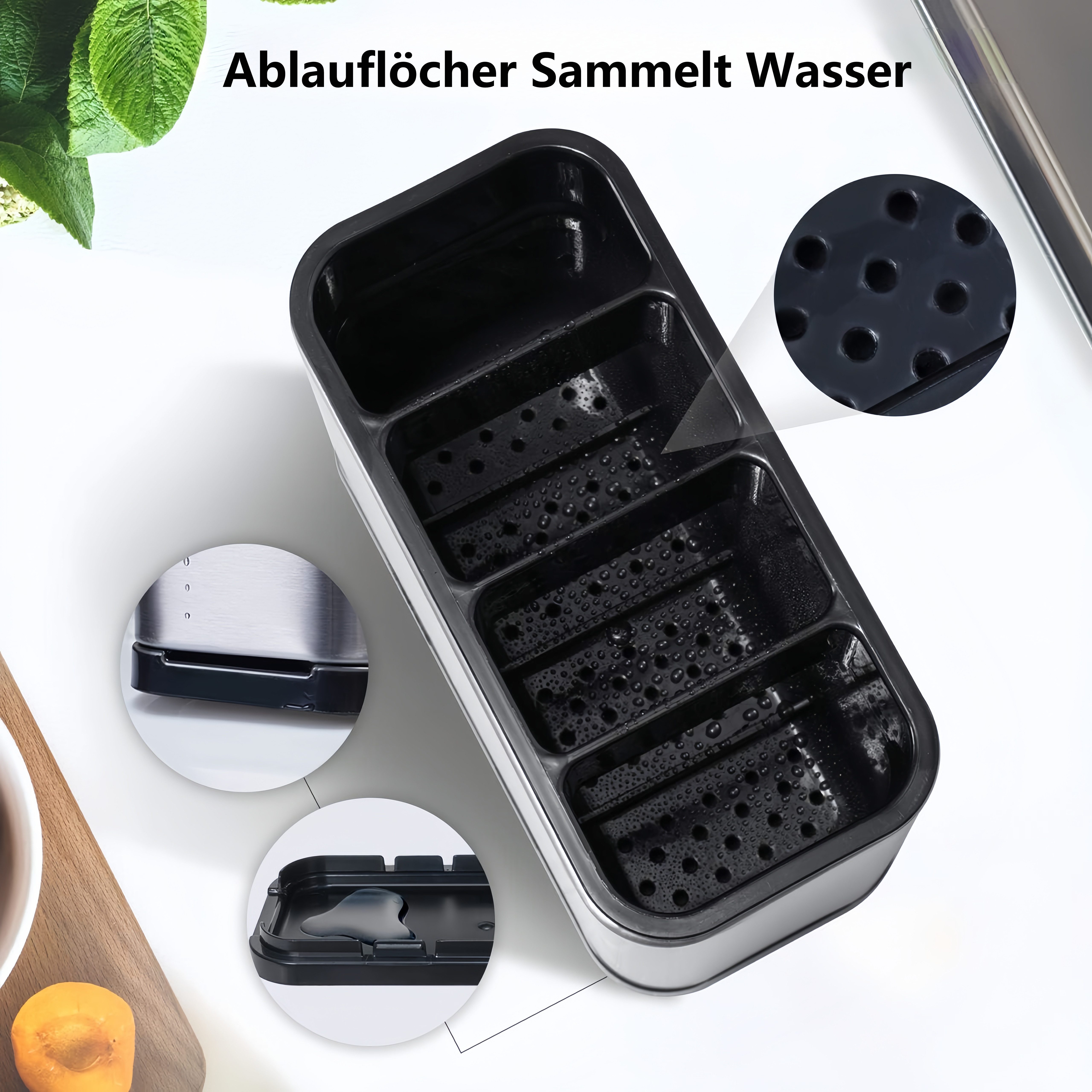 FOUORTUNATE-BEE Besteckhalter für Küche Esszimmer Abtropfschale Besteckkasten für Küchenutensilien, (Besteckorganizer Caddy Halter, Rost und Kratzerfreies Edels – Bild 3 von 5