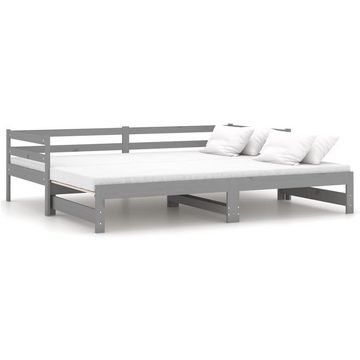 furnicato Bett Tagesbett Ausziehbar Grau Kiefer Massivholz 2x(90x200) cm