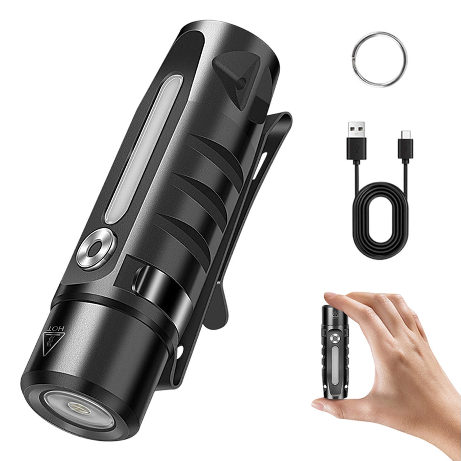 Refttenw Taschenlampe Taschenlampe,Schlüsselanhängerlicht,Mit magnetischer Absaugung