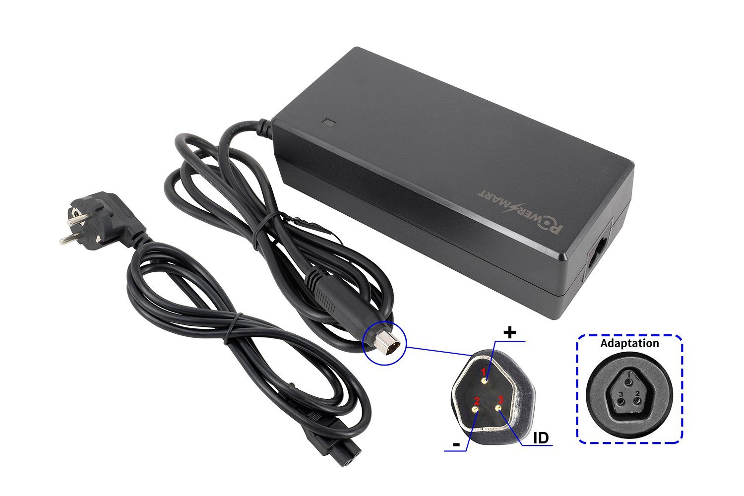 PowerSmart CAA081020E.303 Batterie-Ladegerät (42V 2A für Fischer Cita 1.0 (2021), Cita 2.1i (2021), Cita 3.2i (2021), Cita 3.9i (2021), Cita 4.1i (2021), Cita 4.5i+ (2021)