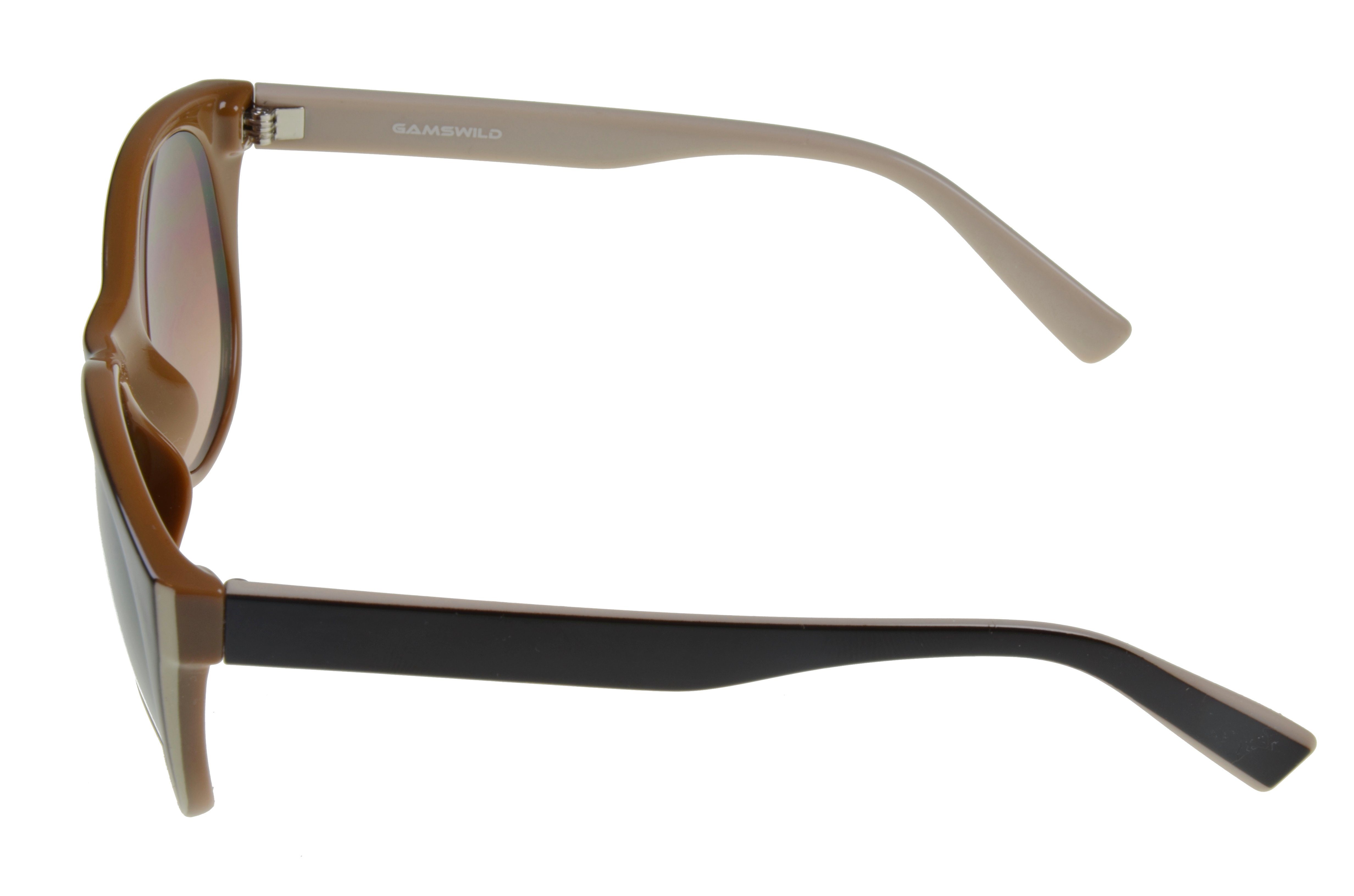 Gamswild Sonnenbrille UV400 GAMSSTYLE Modebrille Cat-Eye Damen Herren Unisex Modell WM7027 in lila, schwarz - beige, schwarz - lila