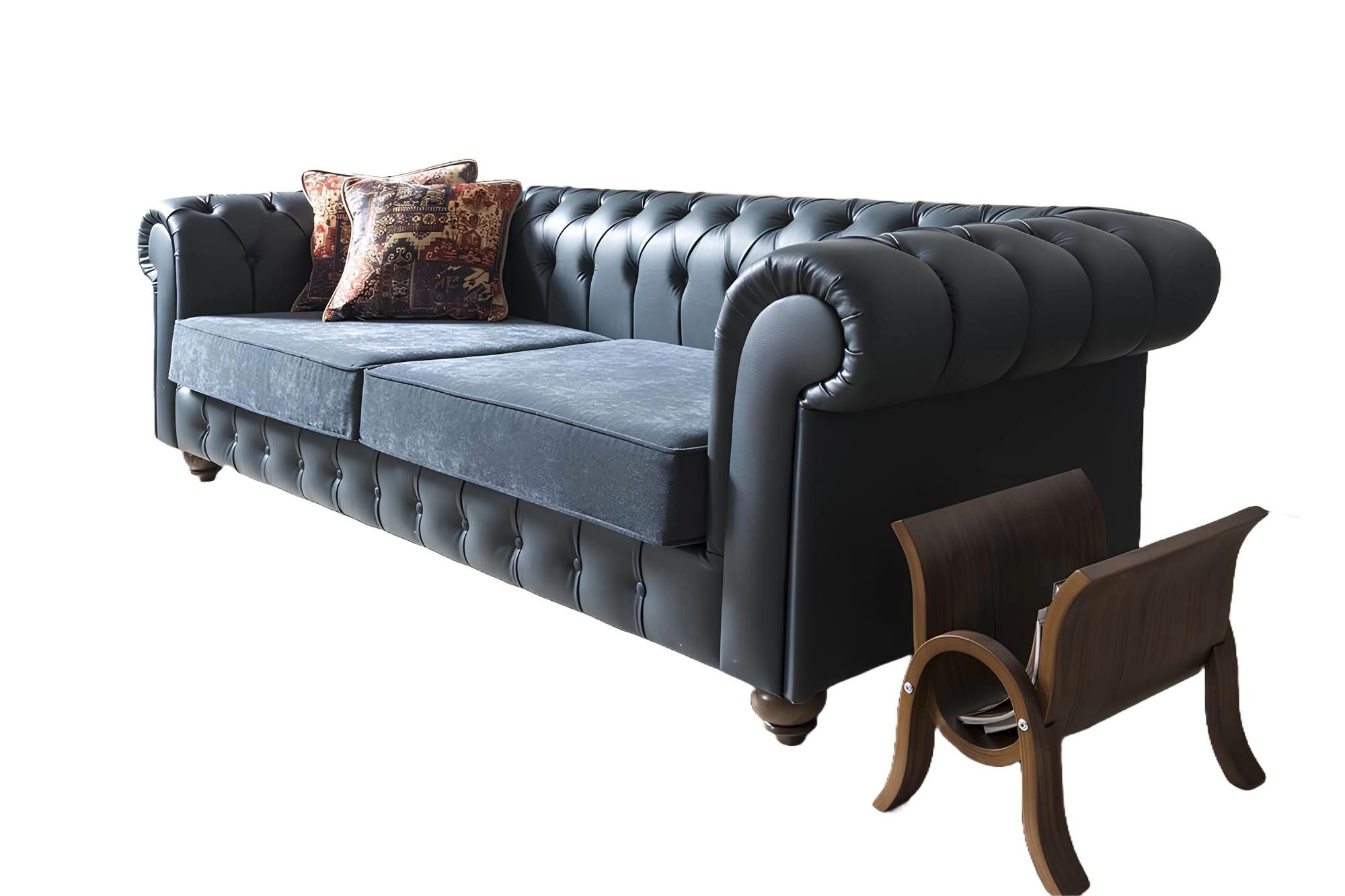 Xlmoebel Chesterfield-Sofa Luxuriöses Chesterfield-Sofa aus Kunstleder in elegantem Design, 1 Teile, Hergestellt in Europa